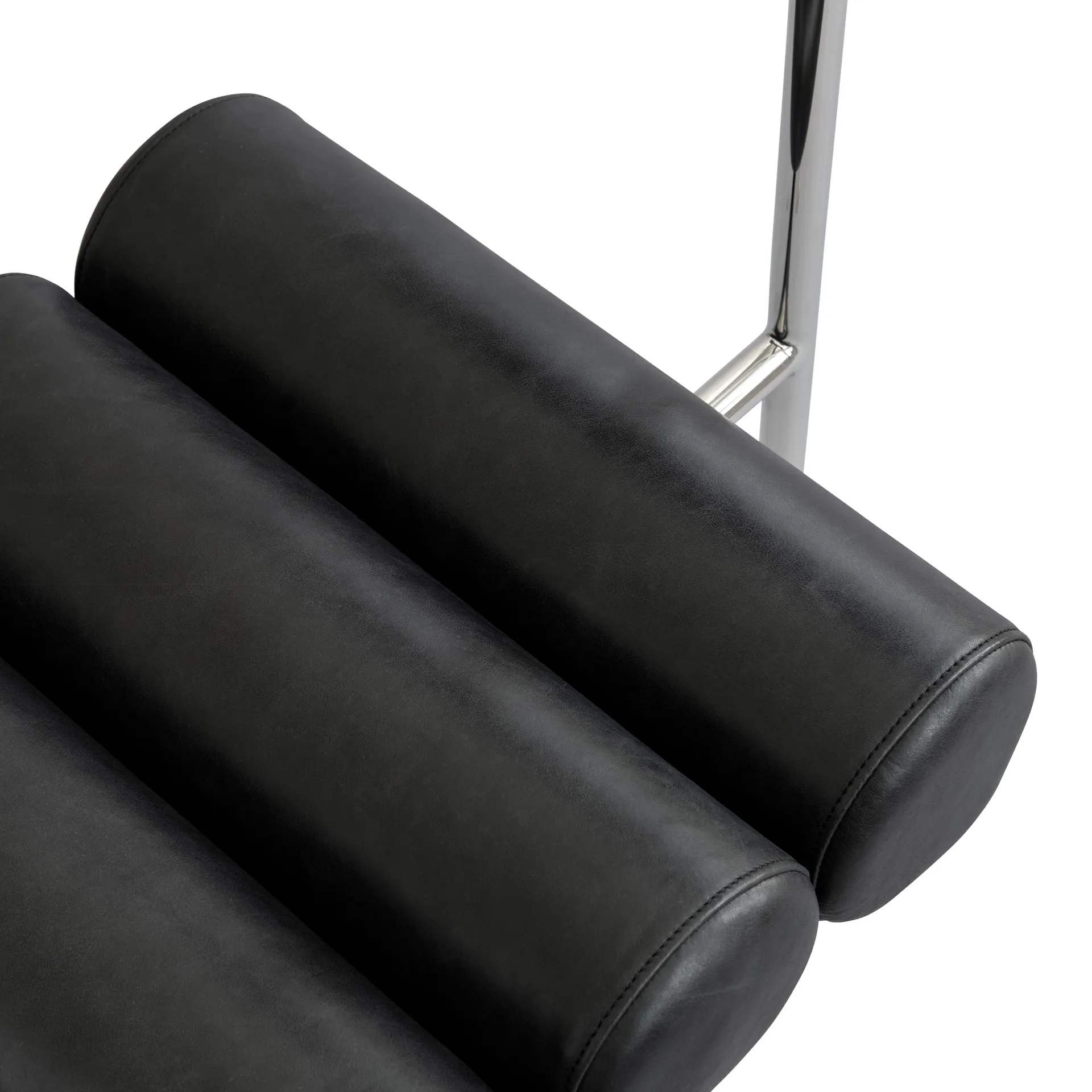 Chaise de salle à manger Hiro, Stainless steel-aniline leather black 101 Copenhagen