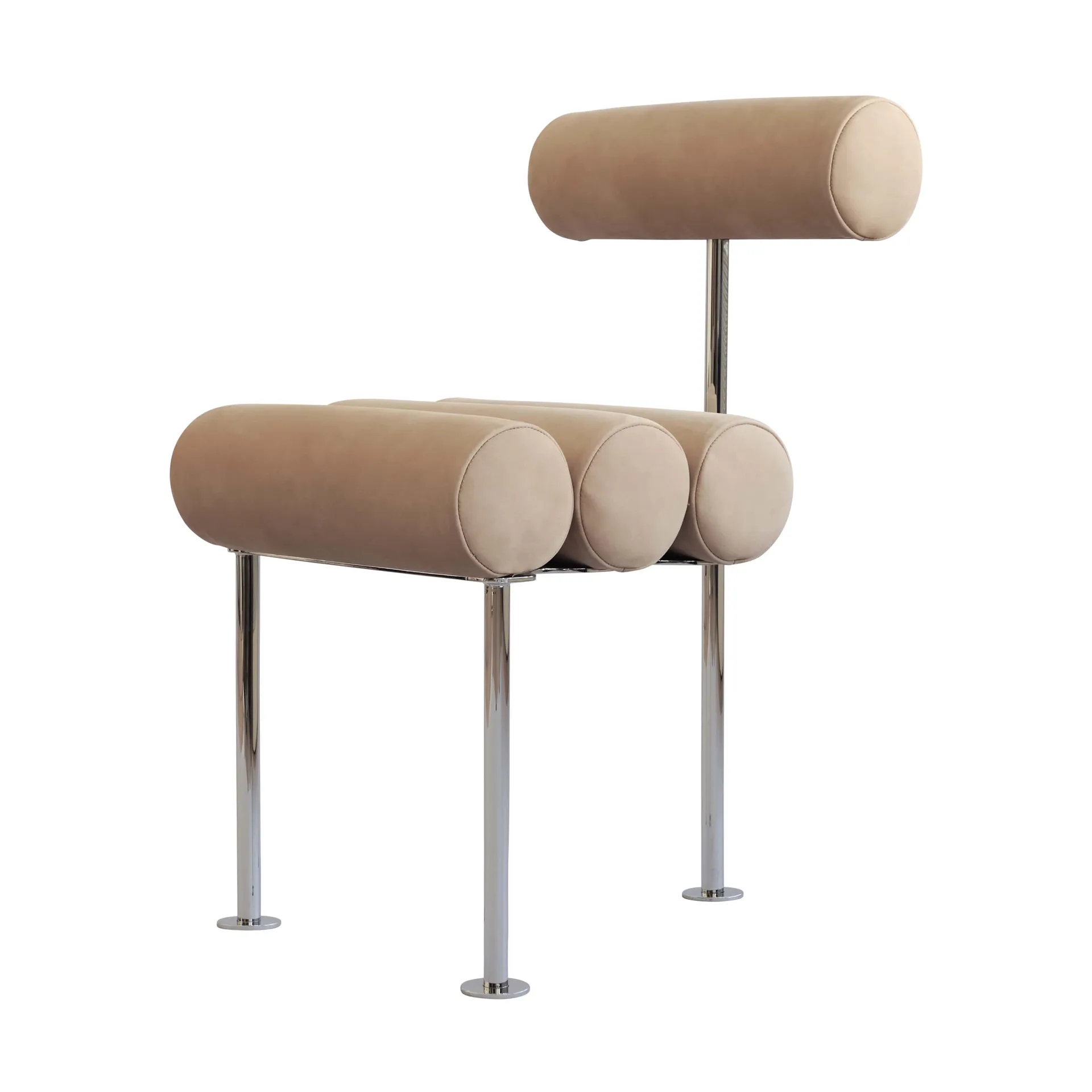 Chaise de salle à manger Hiro, Stainless steel-nubuck 101 Copenhagen