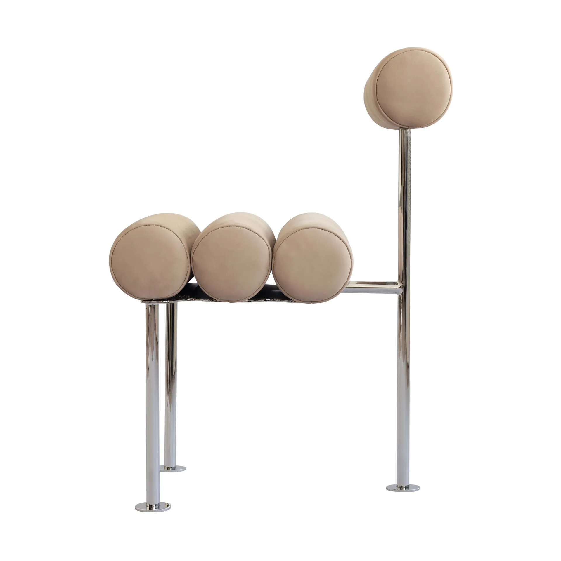 Chaise de salle à manger Hiro, Stainless steel-nubuck 101 Copenhagen