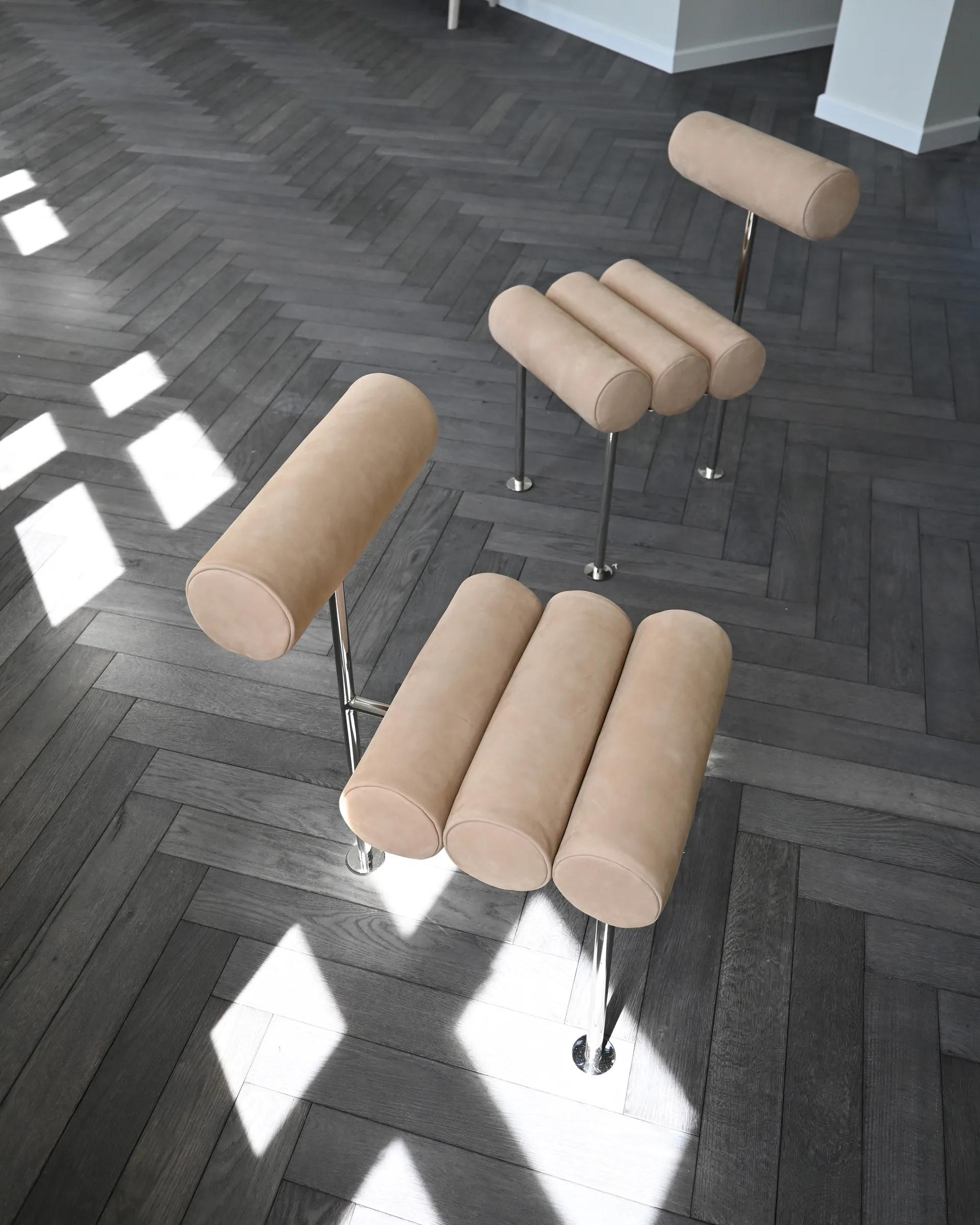 Chaise de salle à manger Hiro, Stainless steel-nubuck 101 Copenhagen