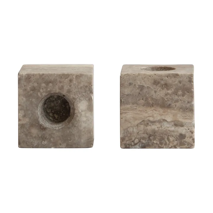 Cube bougeoir 2-pack - Silver Travertin - 101 Copenhagen