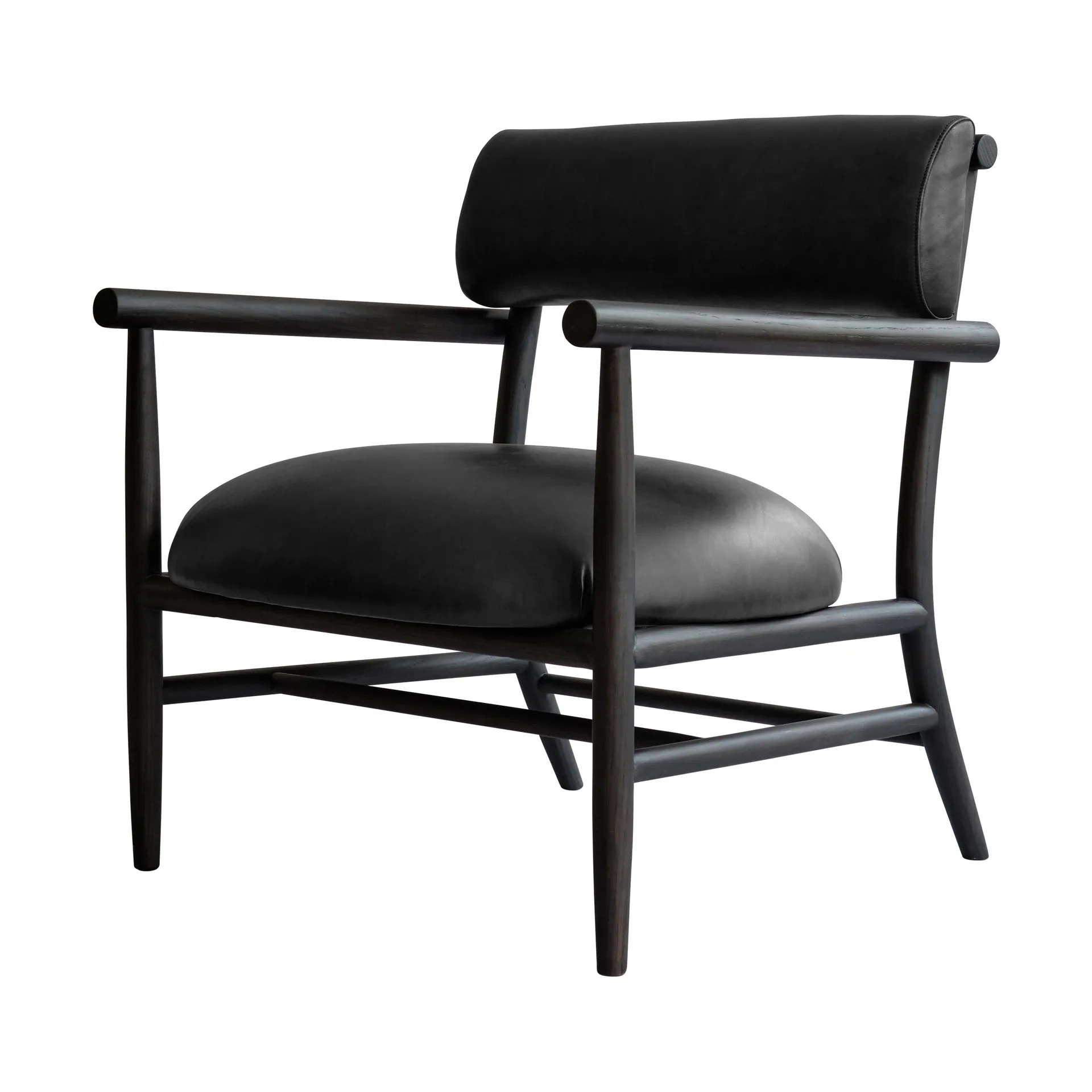 Fauteuil lounge Nama, Aniline leather black 101 Copenhagen