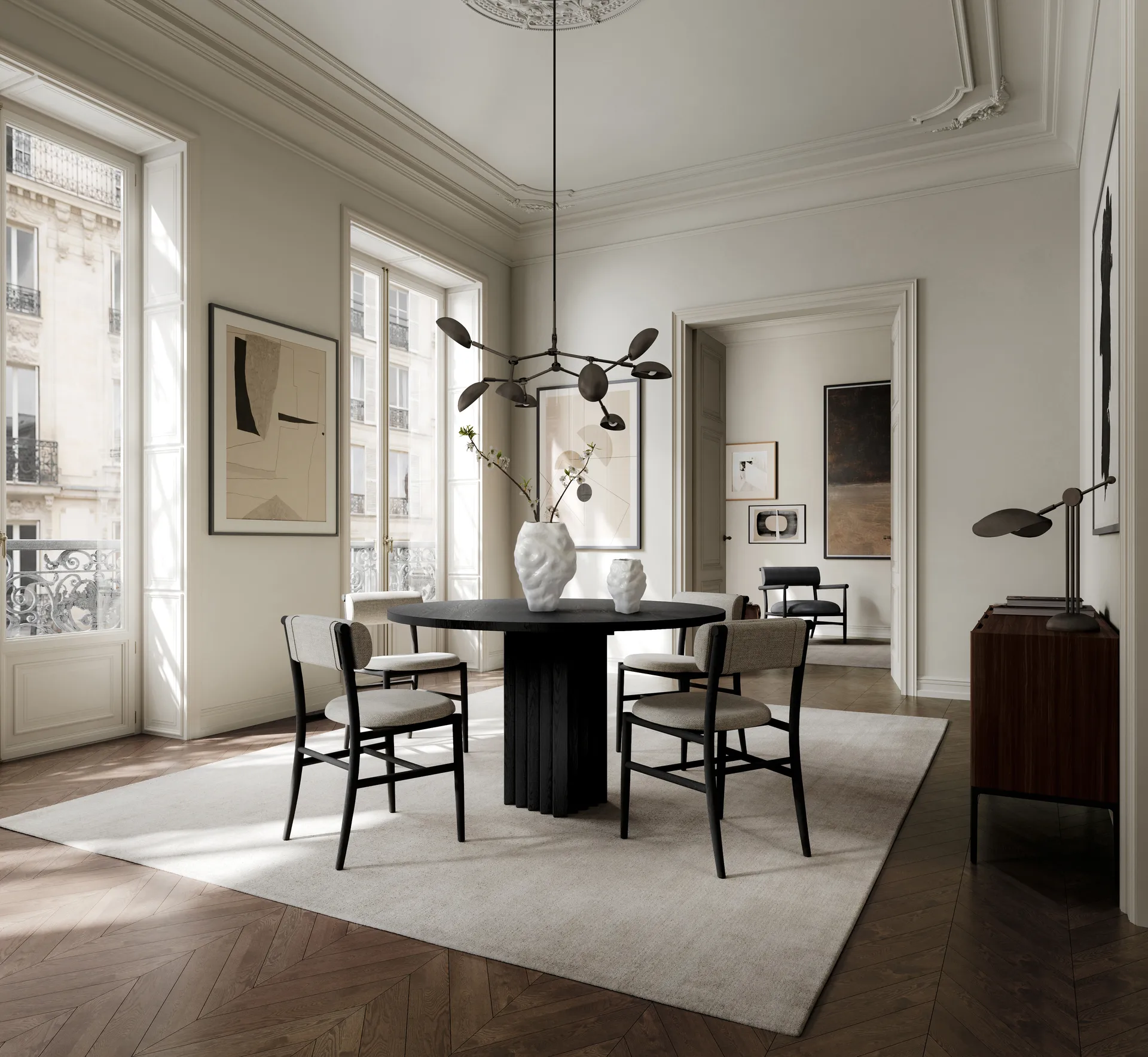 Fauteuil lounge Nama, Aniline leather black 101 Copenhagen