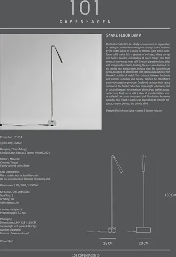 Lampadaire Snake - Chrome - 101 Copenhagen