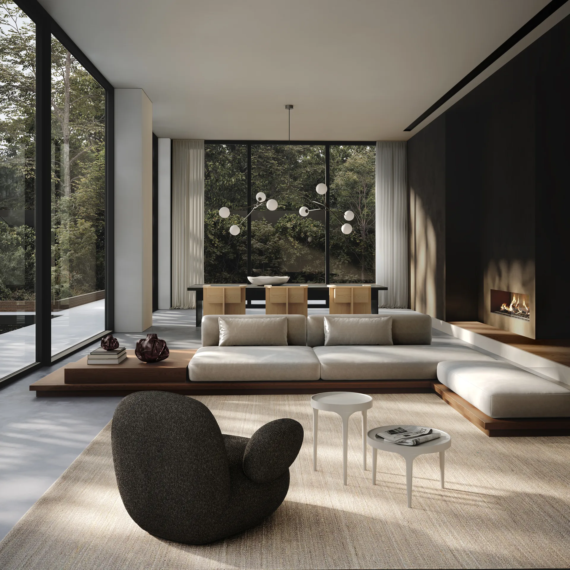 Lustre Drop Chandelier Bulp Grande, Gris 101 Copenhagen