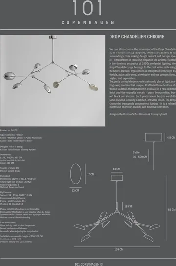 Lustre Drop Chandelier - Chrome - 101 Copenhagen