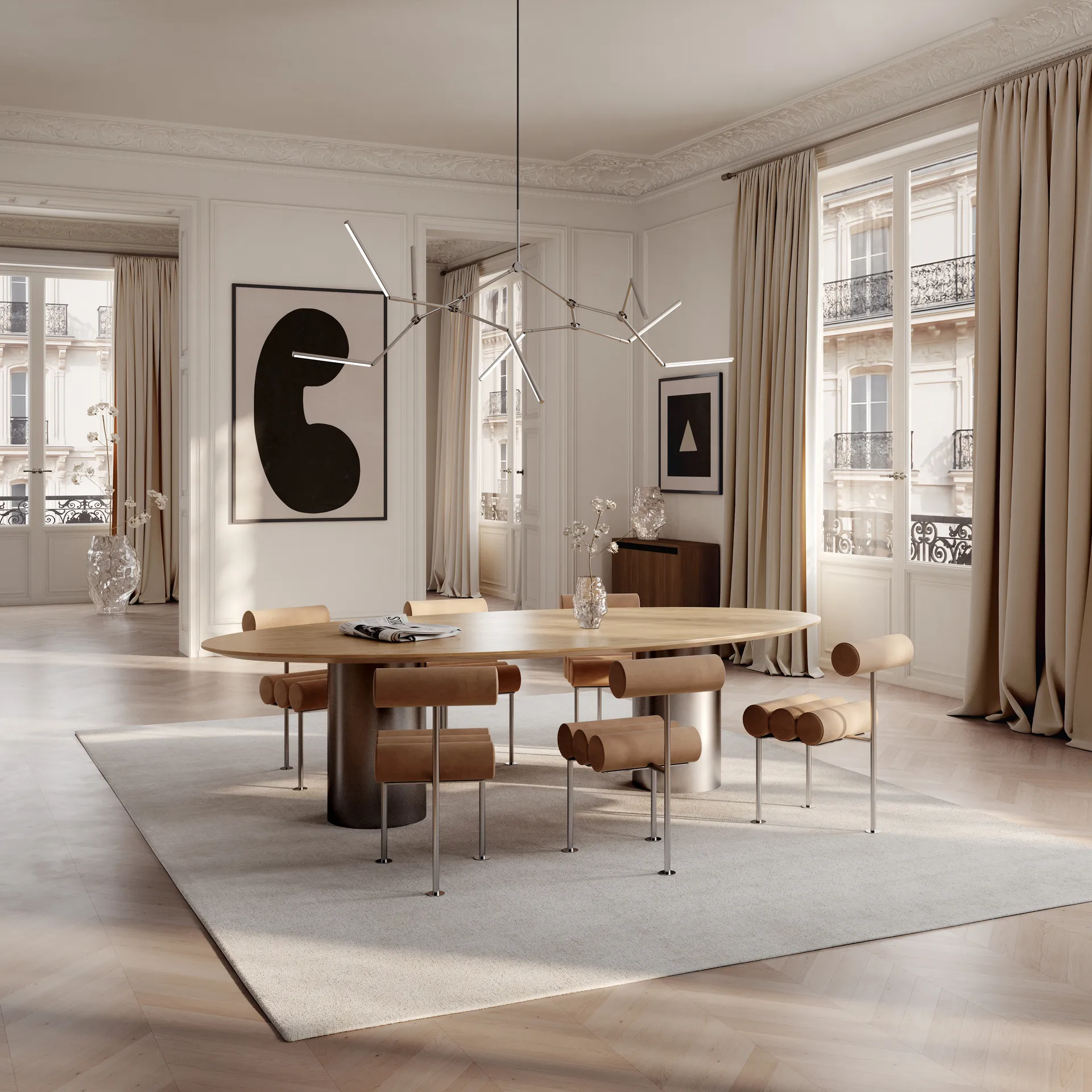 Lustre Stick Chandelier, Chrome 101 Copenhagen