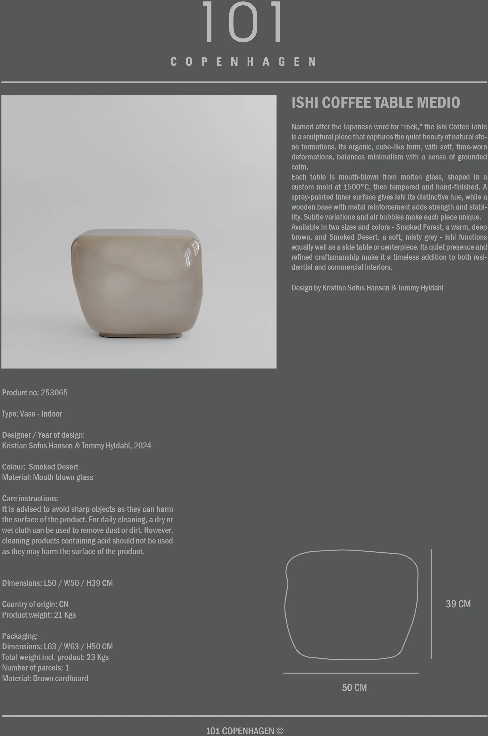 Table basse Ishi medio, Smoked desert 101 Copenhagen