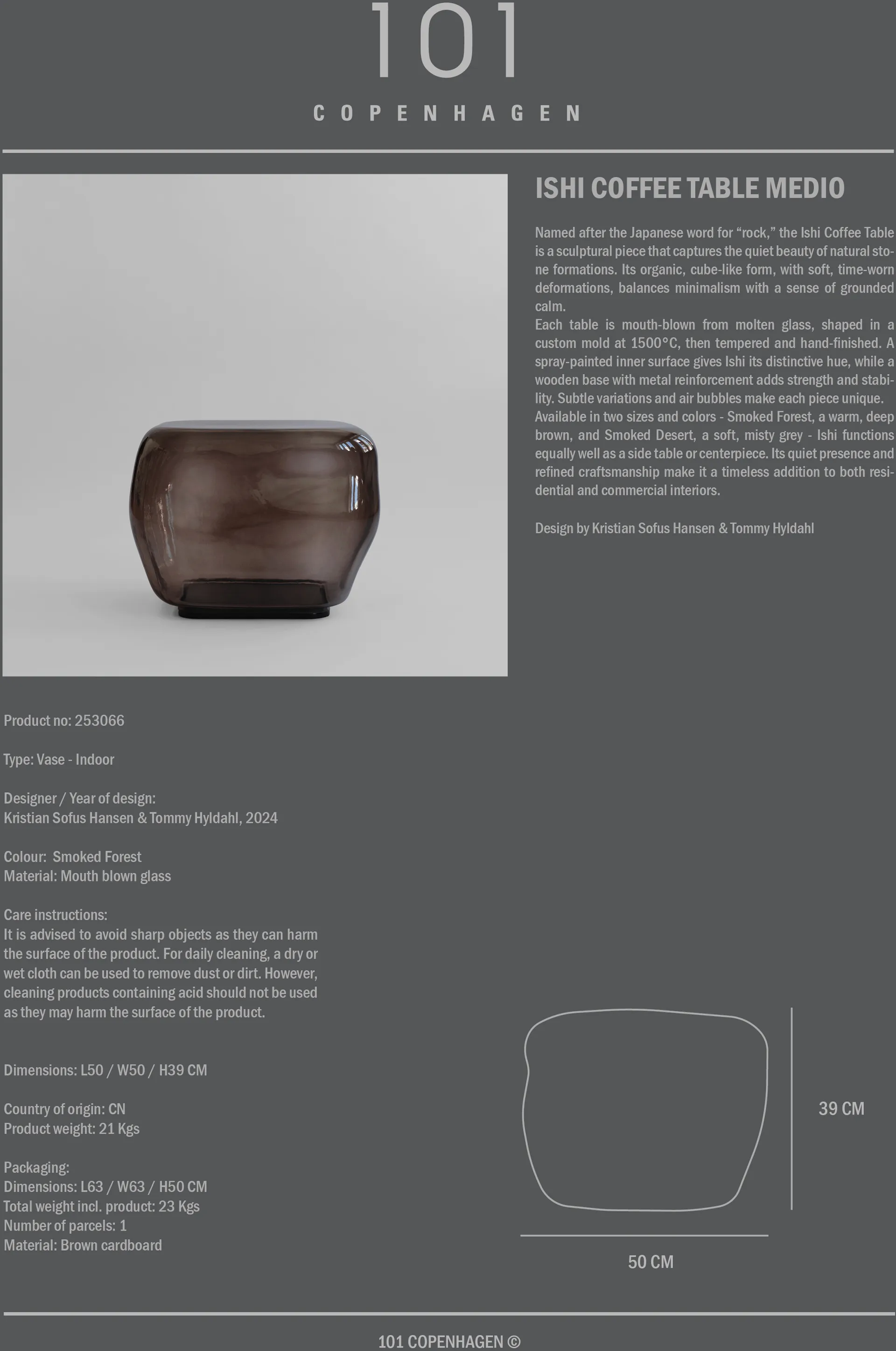 Table basse Ishi medio, Smoked forest 101 Copenhagen