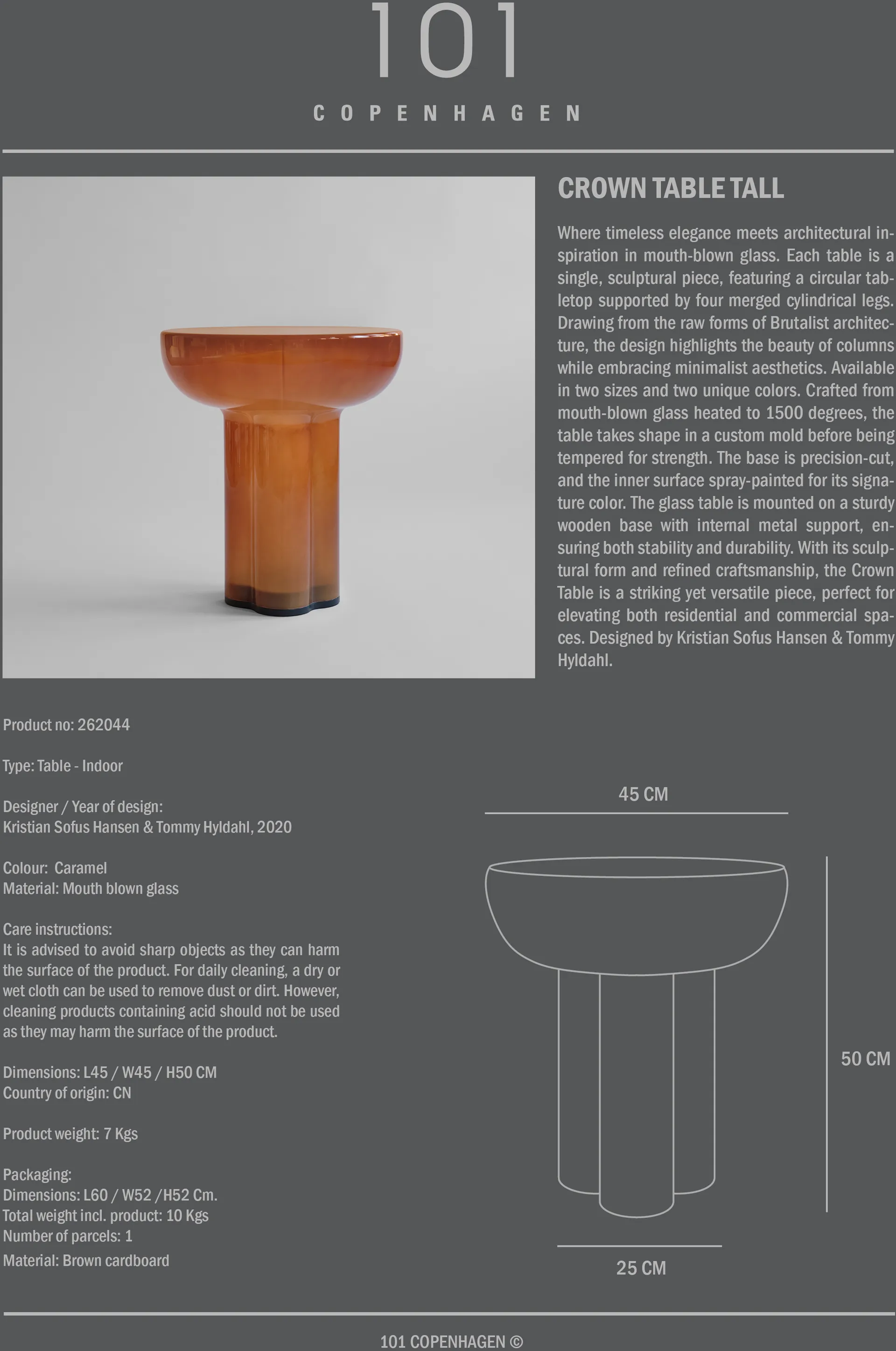 Table d’appoint Crown tall Ø45 cm, Caramel 101 Copenhagen