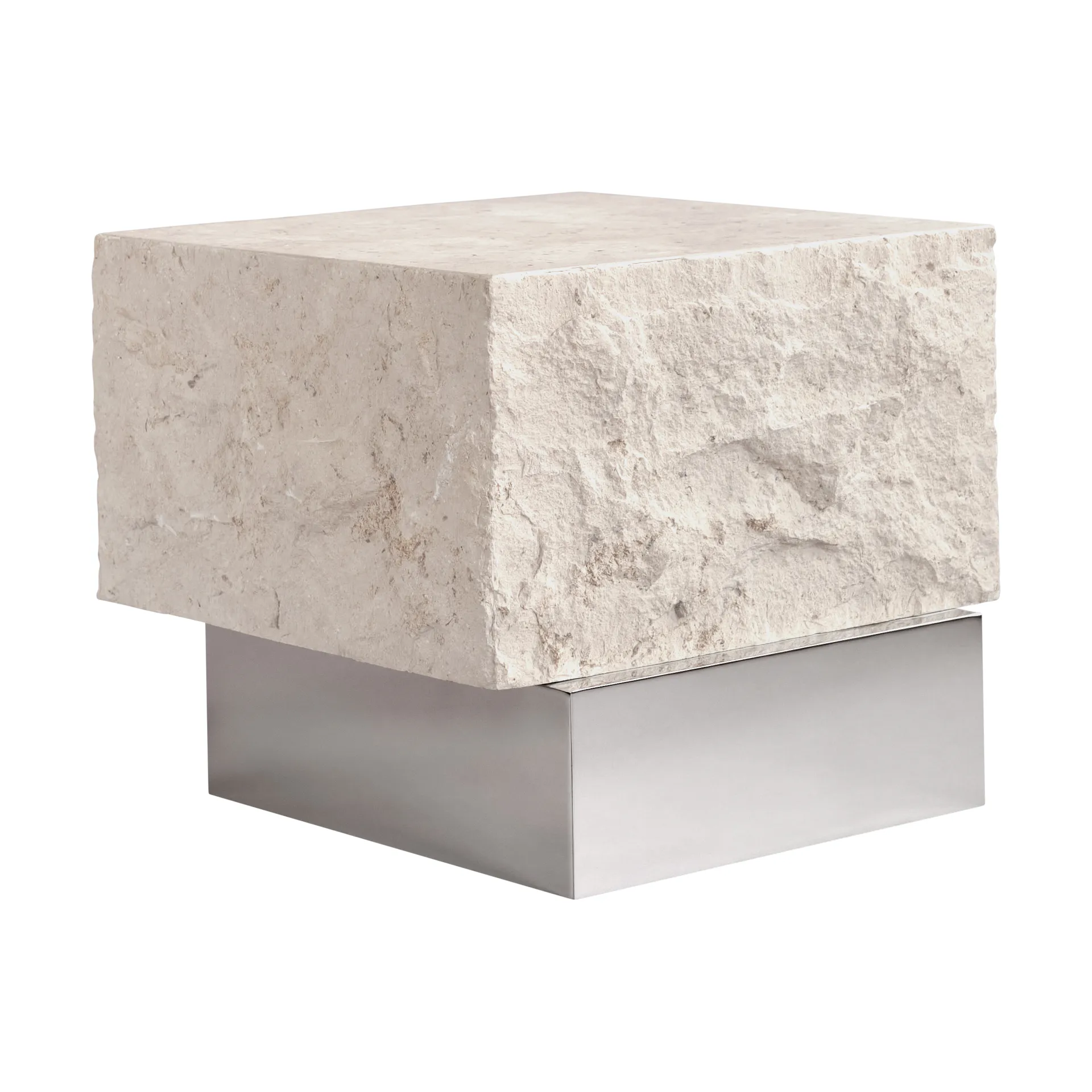 Table d'appoint Temple low 42x40 cm, Chrome-limestone 101 Copenhagen
