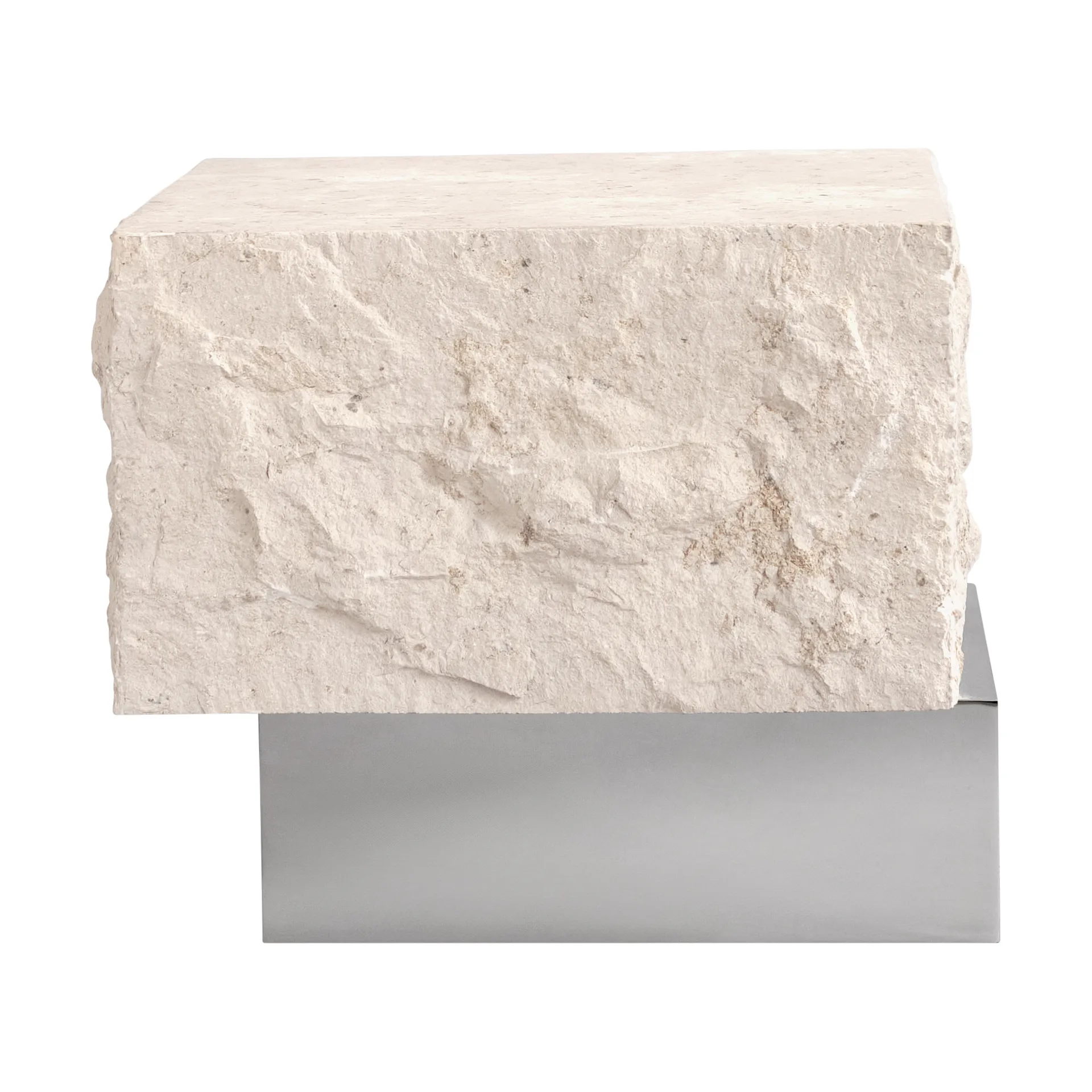 Table d'appoint Temple low 42x40 cm, Chrome-limestone 101 Copenhagen