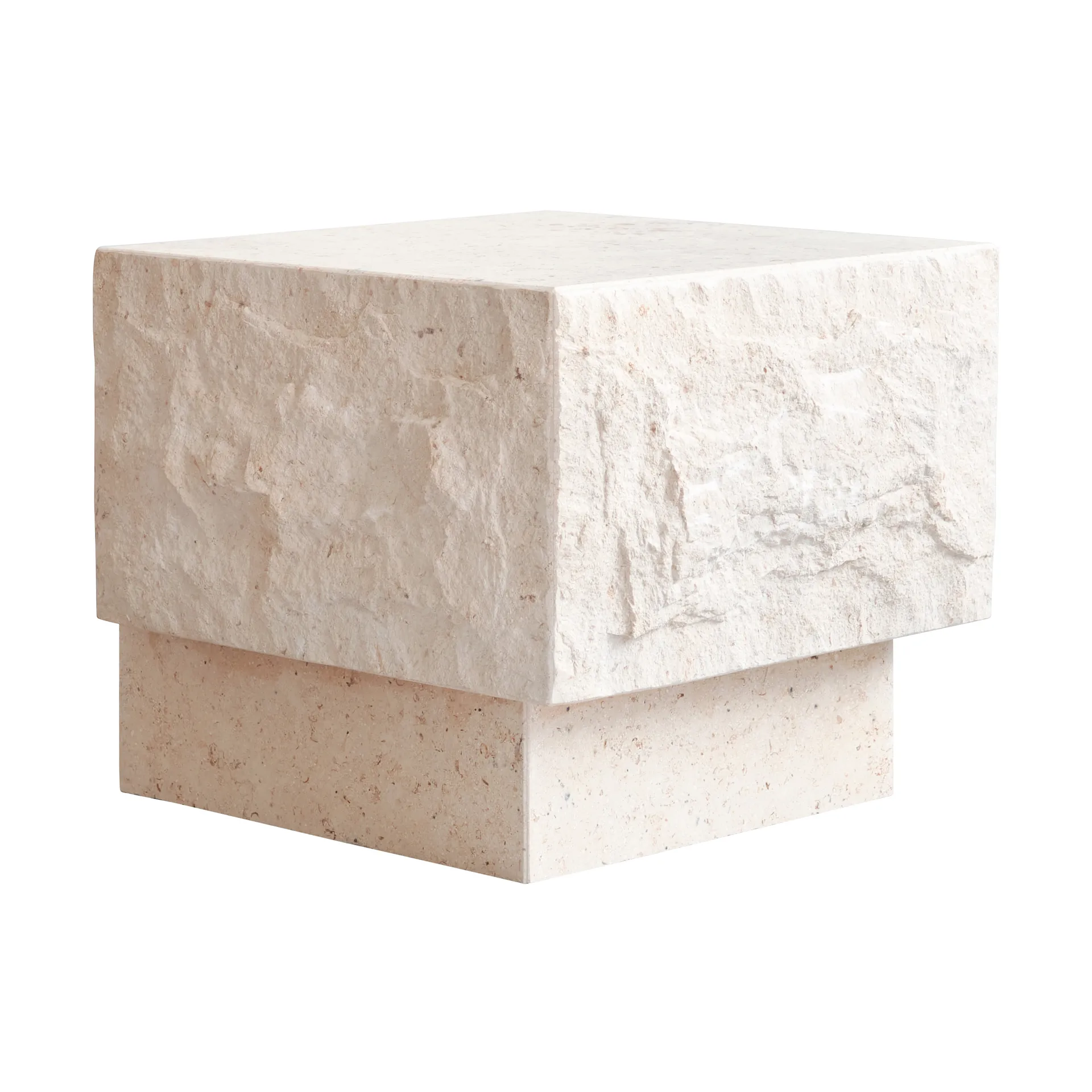 Table d'appoint Temple low 42x40 cm, Chrome-limestone 101 Copenhagen