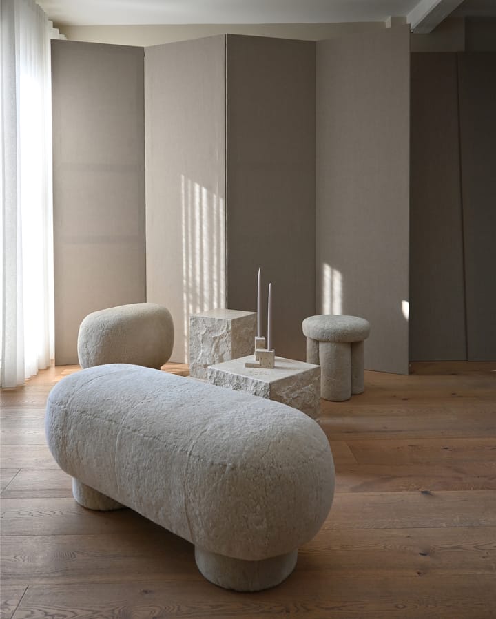 Table d'appoint Temple low 42x40 cm, Chrome-limestone 101 Copenhagen