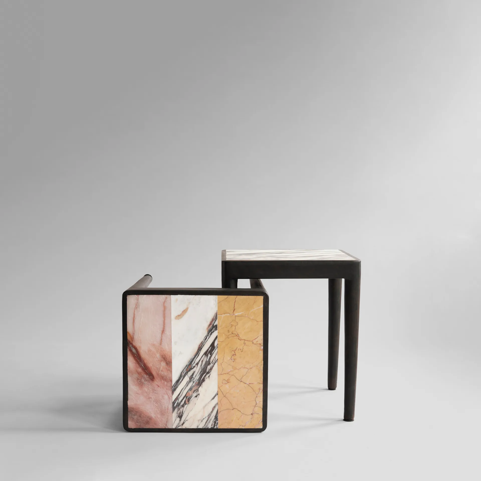 Table Tairu 38x38 cm striped, Peach-Calacatta-Yellow 101 Copenhagen