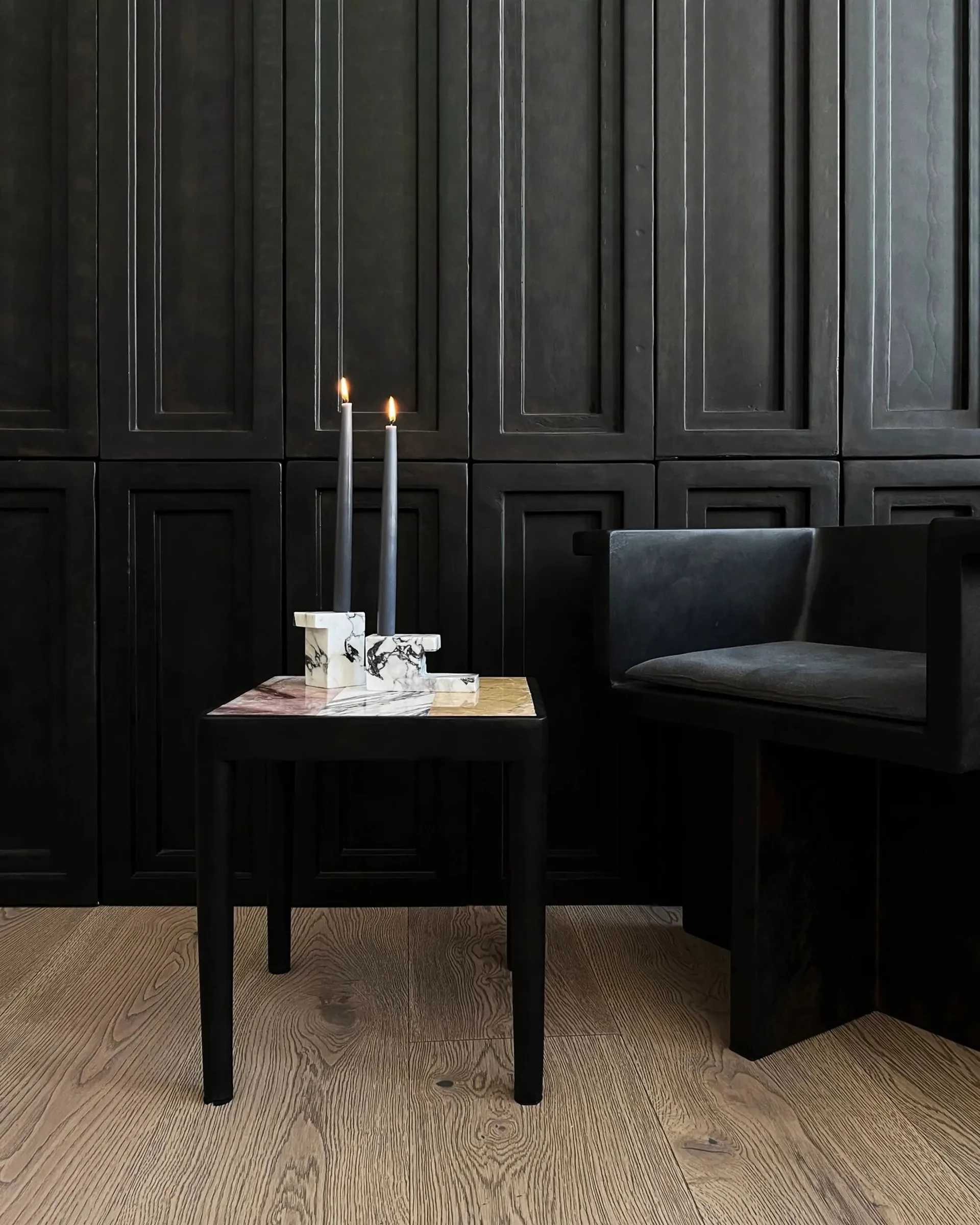 Table Tairu 38x38 cm striped, Peach-Calacatta-Yellow 101 Copenhagen