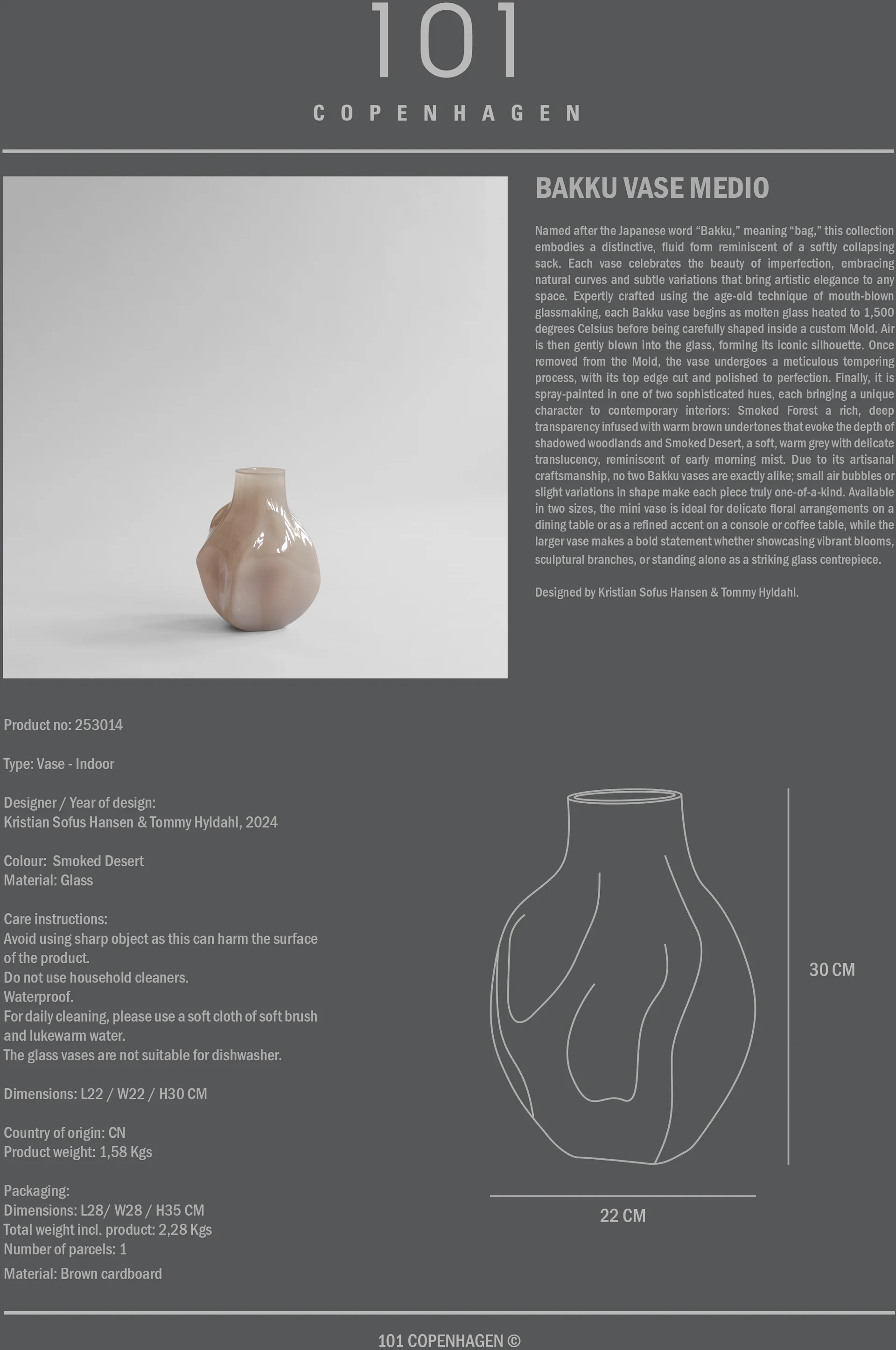 Vase Bakku medio, Smoked desert 101 Copenhagen