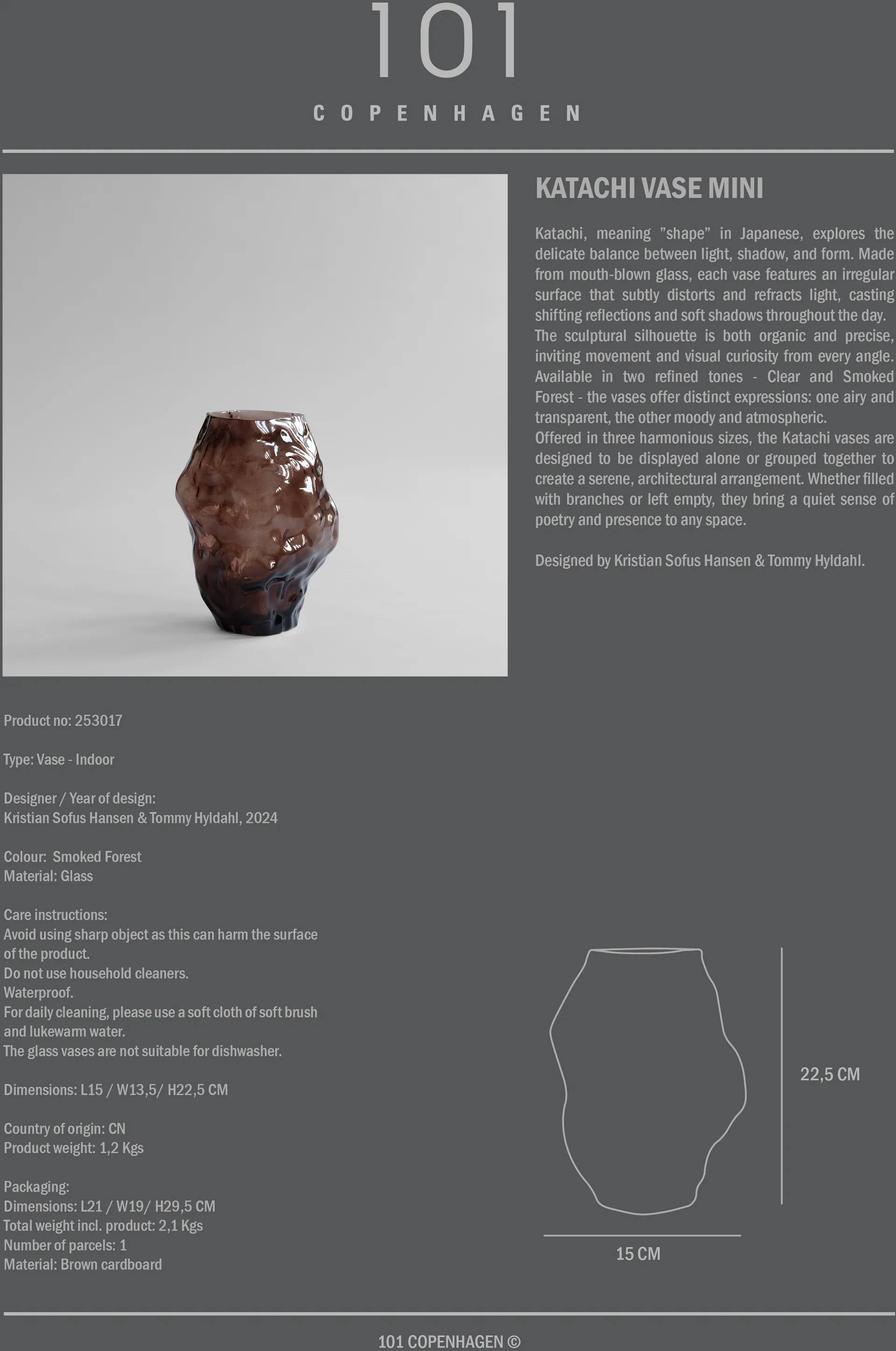 Vase Katachi mini, Smoked forest 101 Copenhagen