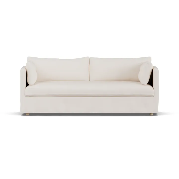 Canapé Linnevik - Caleido beige 9600-chêne blanchi à l’huile, 3 places, avec jupe - 1898