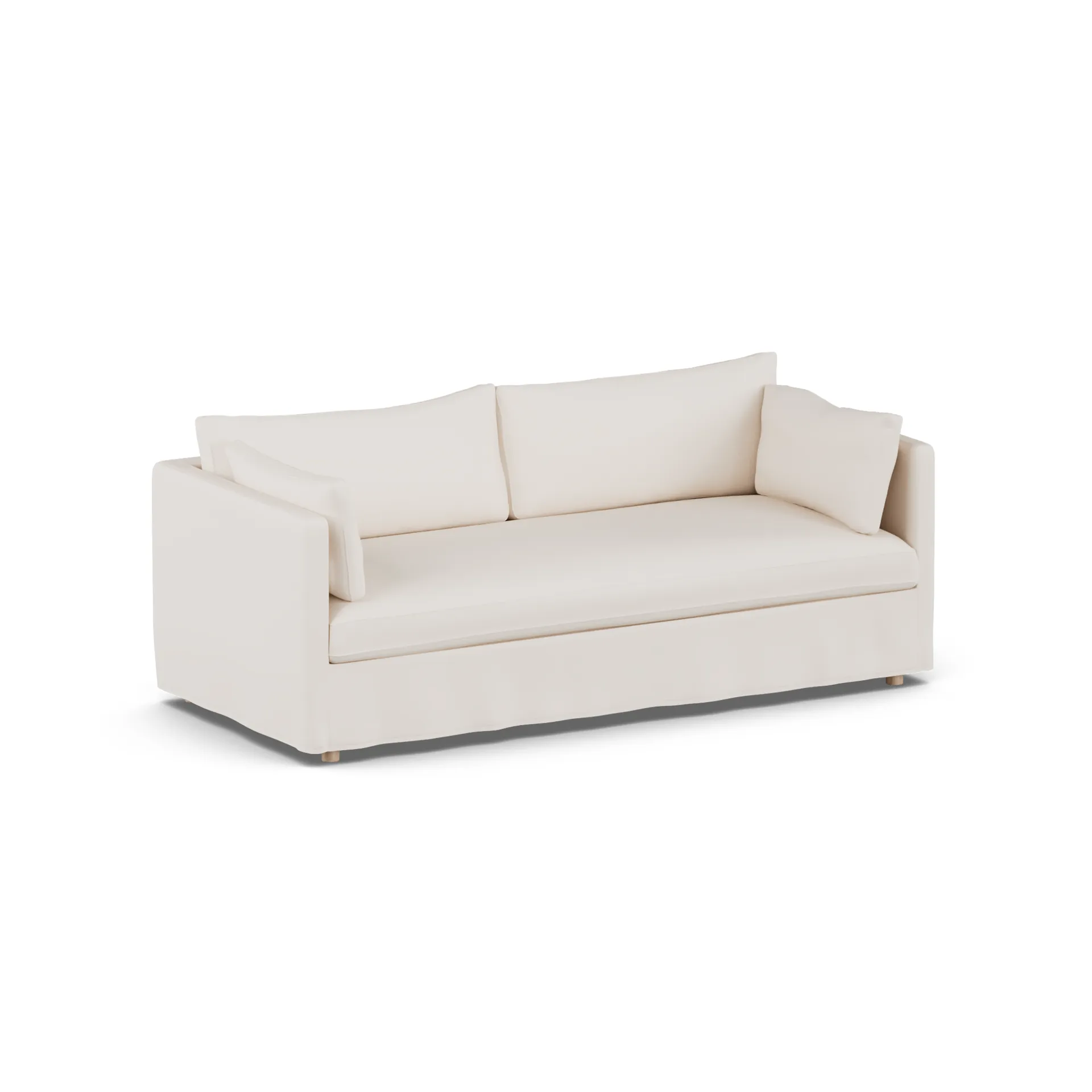 Canapé Linnevik, Caleido beige 9600-chêne blanchi à l’huile, 3 places, avec jupe 1898