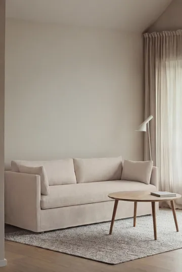 Canapé Linnevik - Caleido beige 9600-chêne blanchi à l’huile, 3 places, avec jupe - 1898