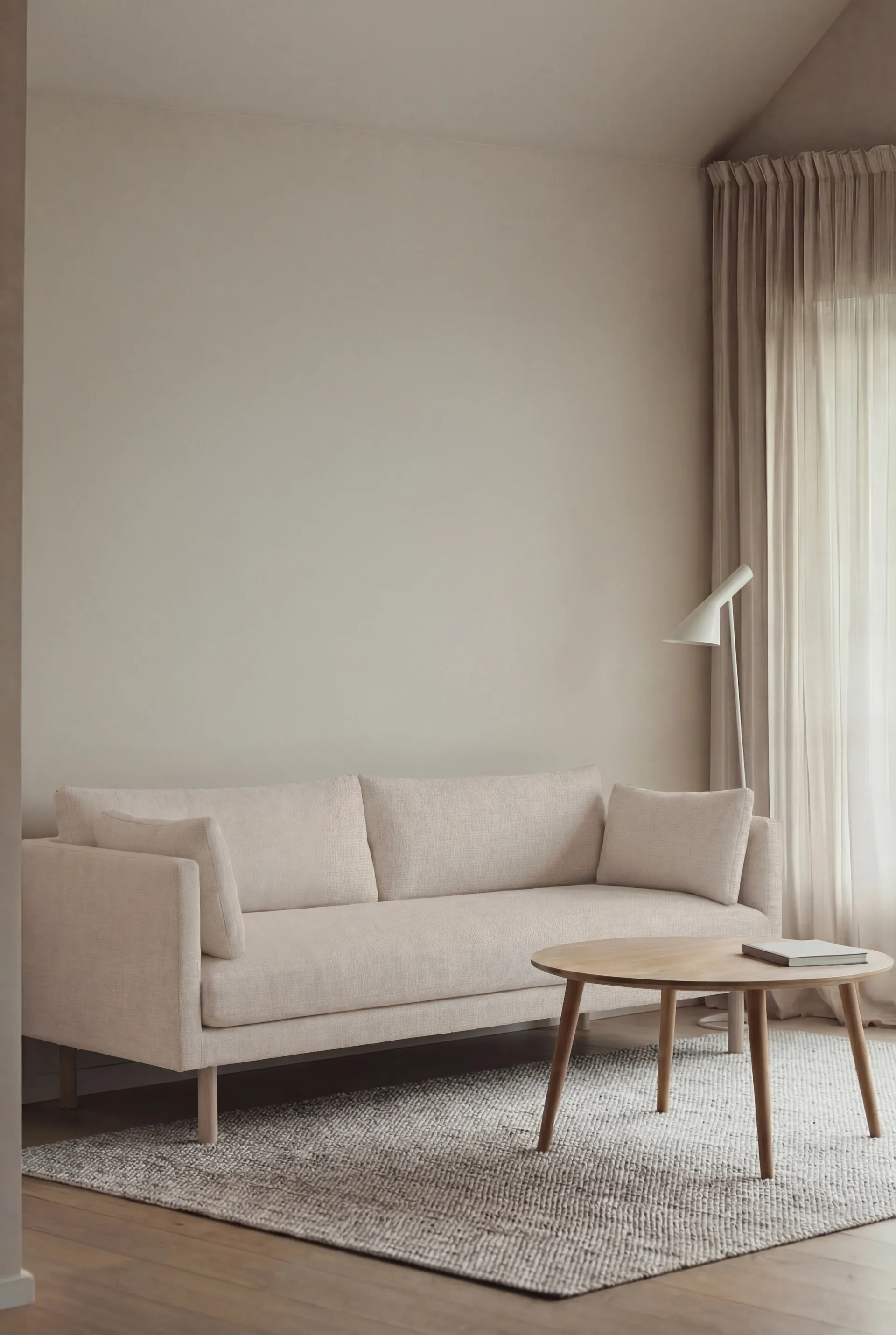 Canapé Linnevik, Caleido Beige 9600-chêne blanchi à l’huile, 3 places, sans jupe 1898