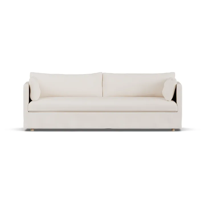 Canapé Linnevik - Caleido beige 9600-chêne blanchi à l’huile, 4 places, avec jupe - 1898