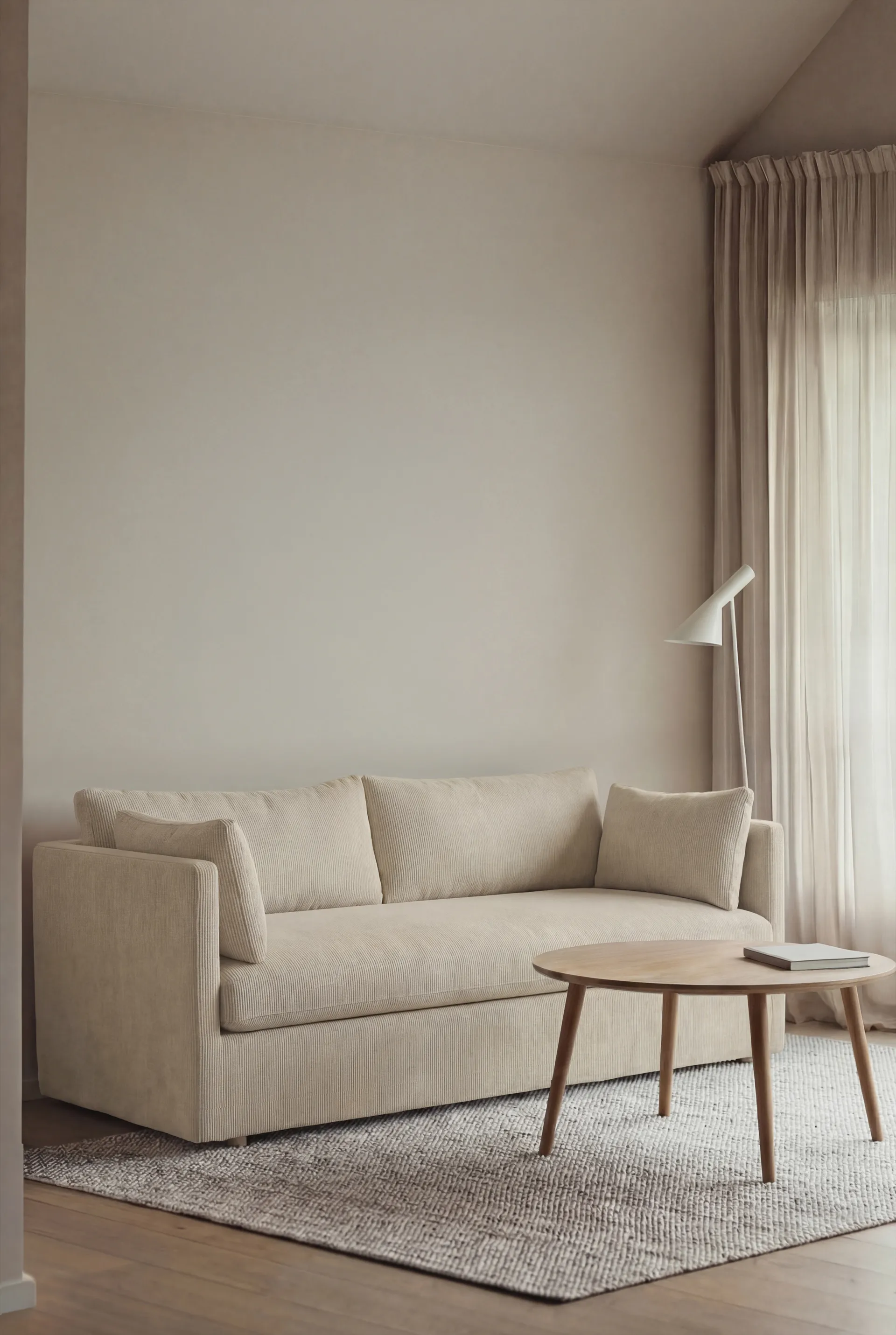 Canapé Linnevik, Jump Beige 1956-chêne blanchi à l’huile, 2 places, avec jupe 1898