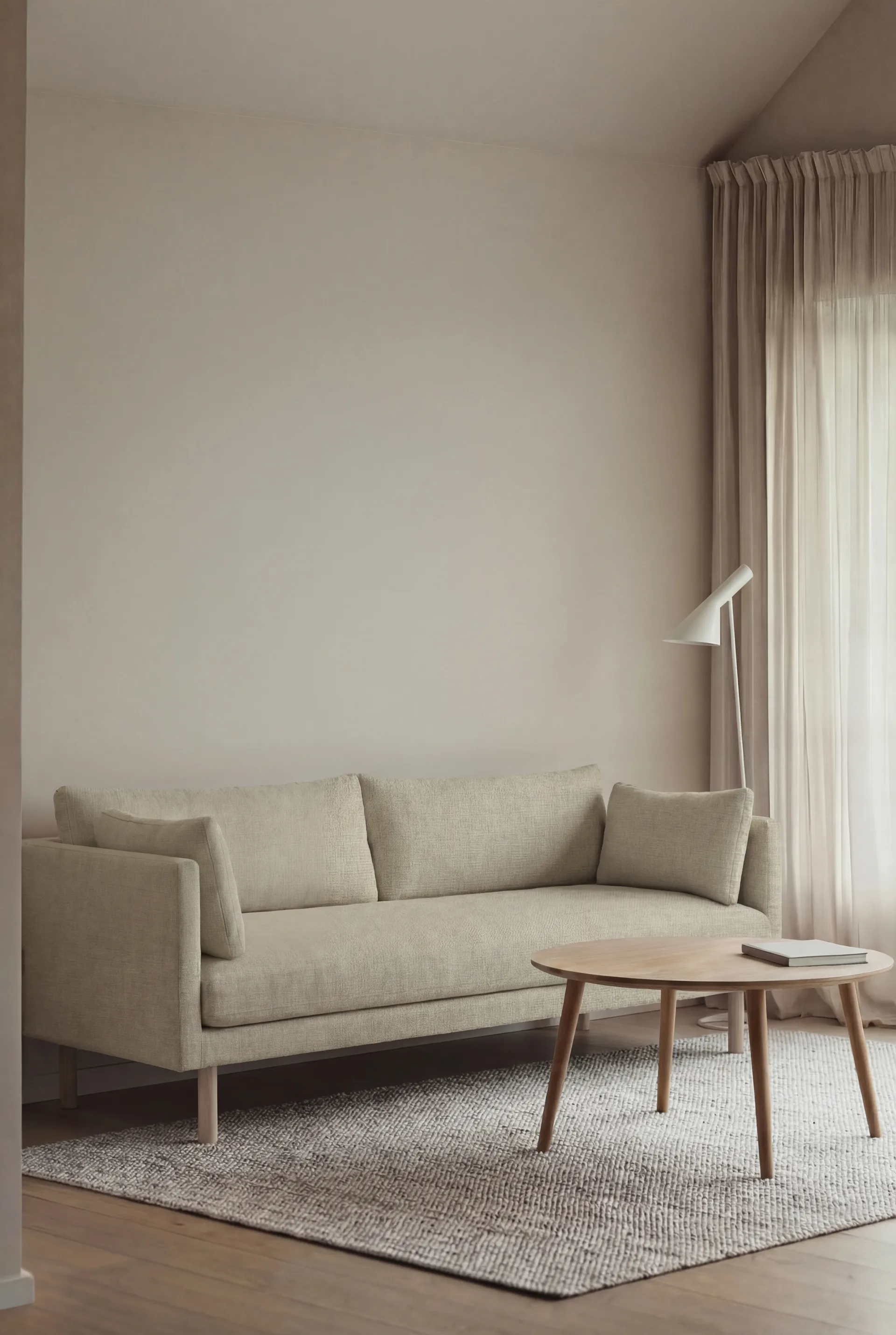 Canapé Linnevik, Luiza Beige 3981-chêne blanchi à l’huile, 3 places, sans jupe 1898