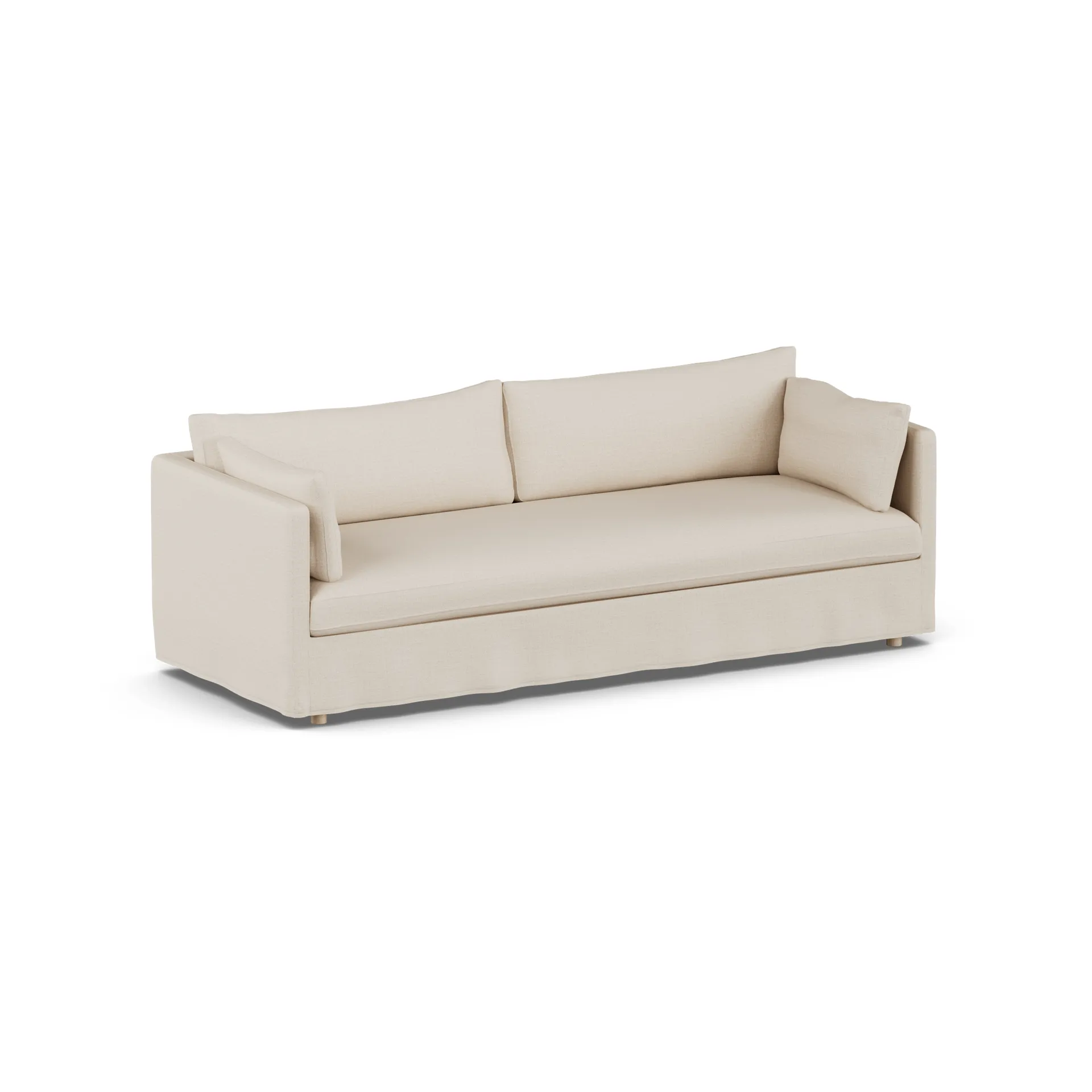 Canapé Linnevik, Same Beige 6670-chêne blanchi à l’huile, 4 places, avec jupe 1898