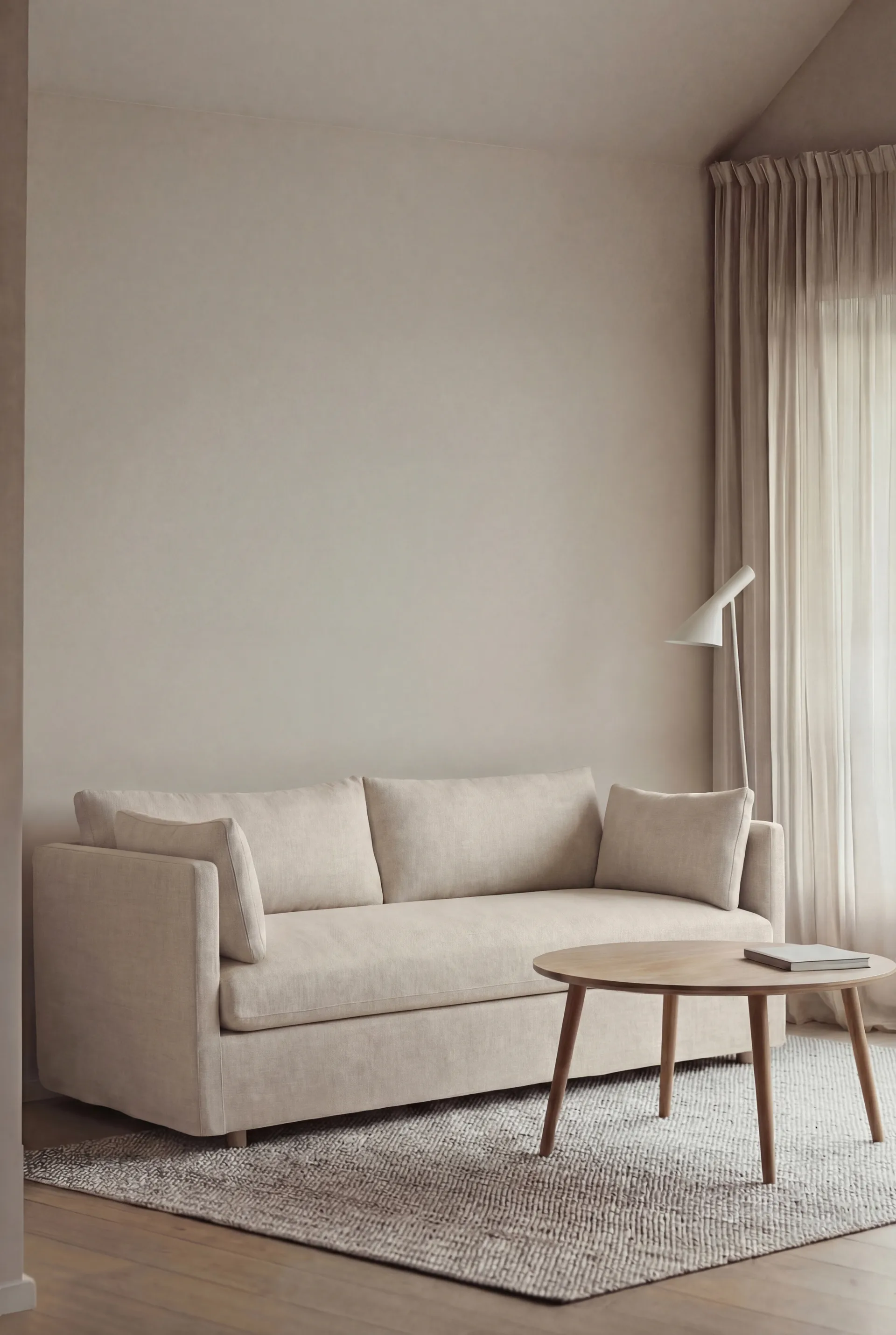 Canapé Linnevik, Same Off White 6671-chêne blanchi à l’huile, 2 places, avec jupe 1898