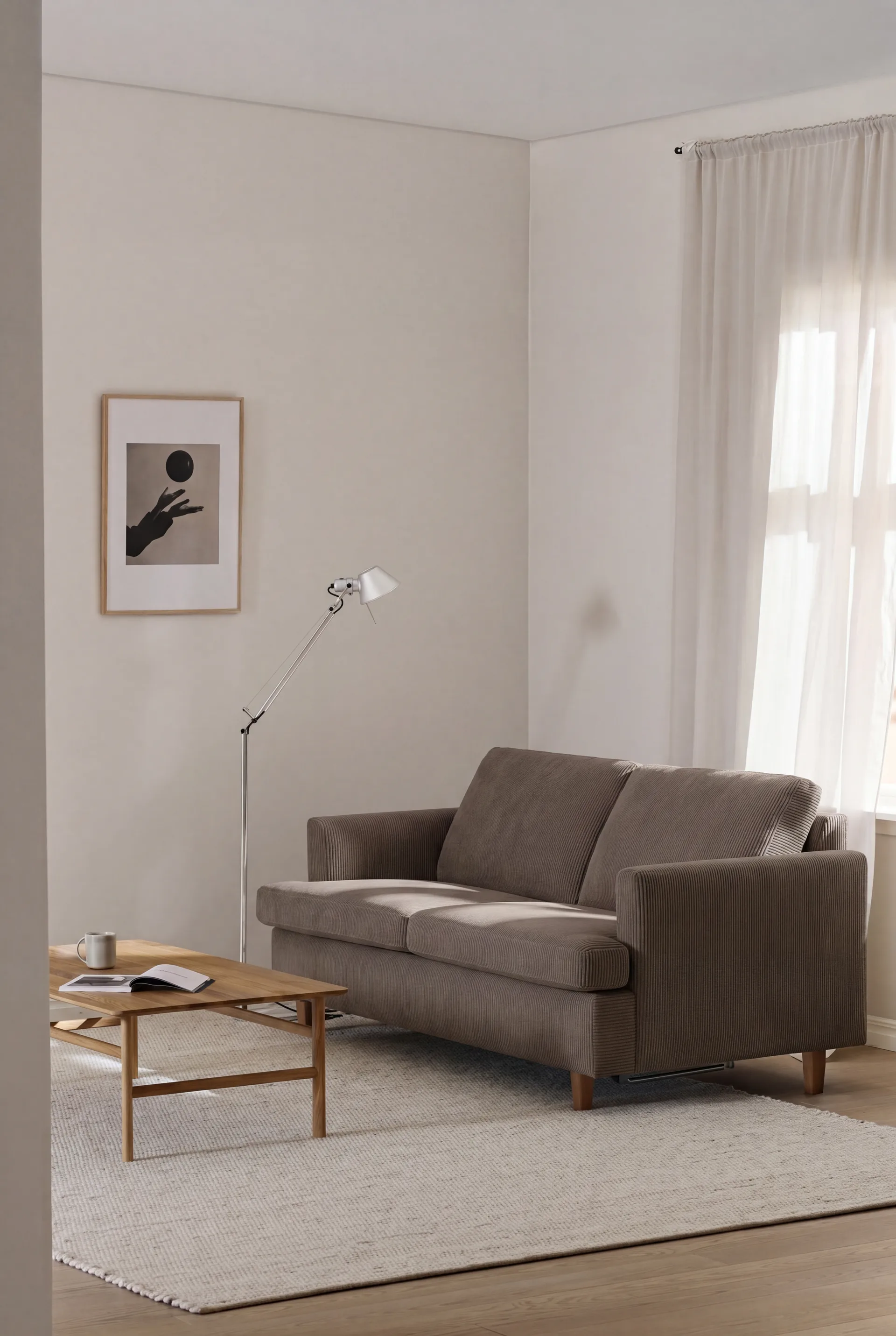 Canapé-lit Binga 2,5 places, Jump Brown 1955-frêne teinté foncé 1898