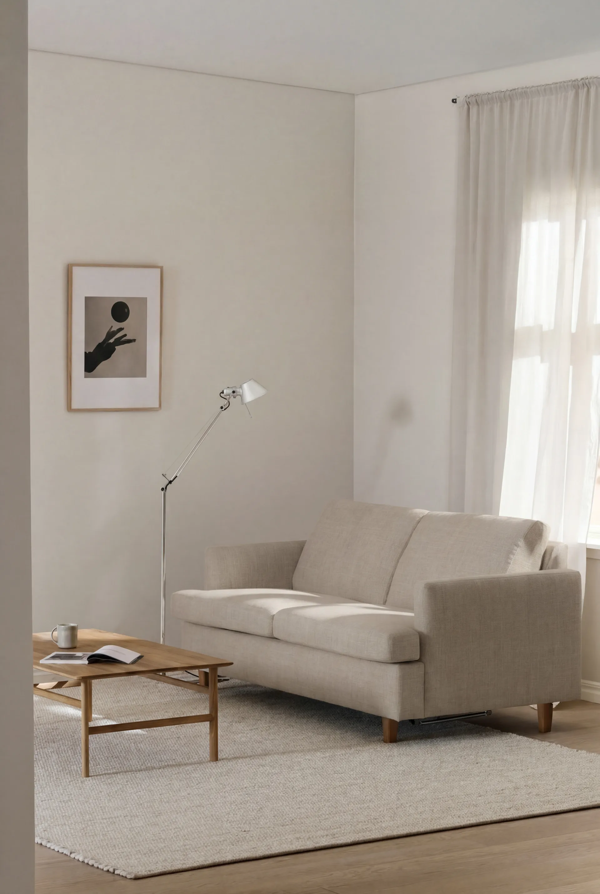 Canapé-lit Binga 2,5 places, Same Beige 6670-frêne teinté foncé 1898