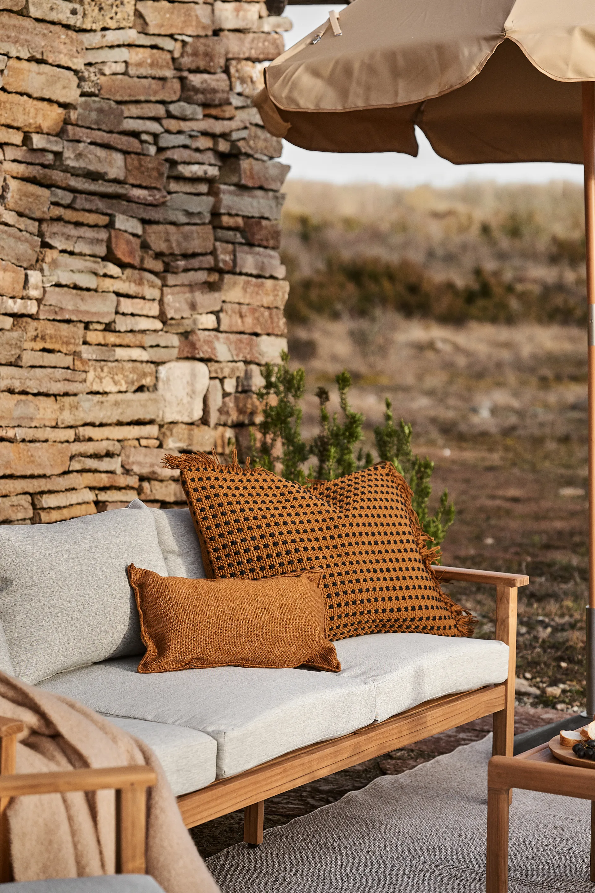 Canapé Stockaryd 3 places teak/light grey 1898