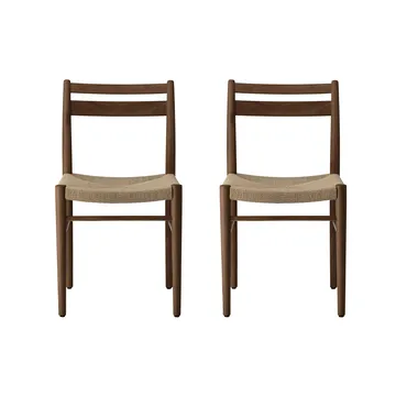 Chêne laqué fumé – tressé naturel, lot de 2 - 1898