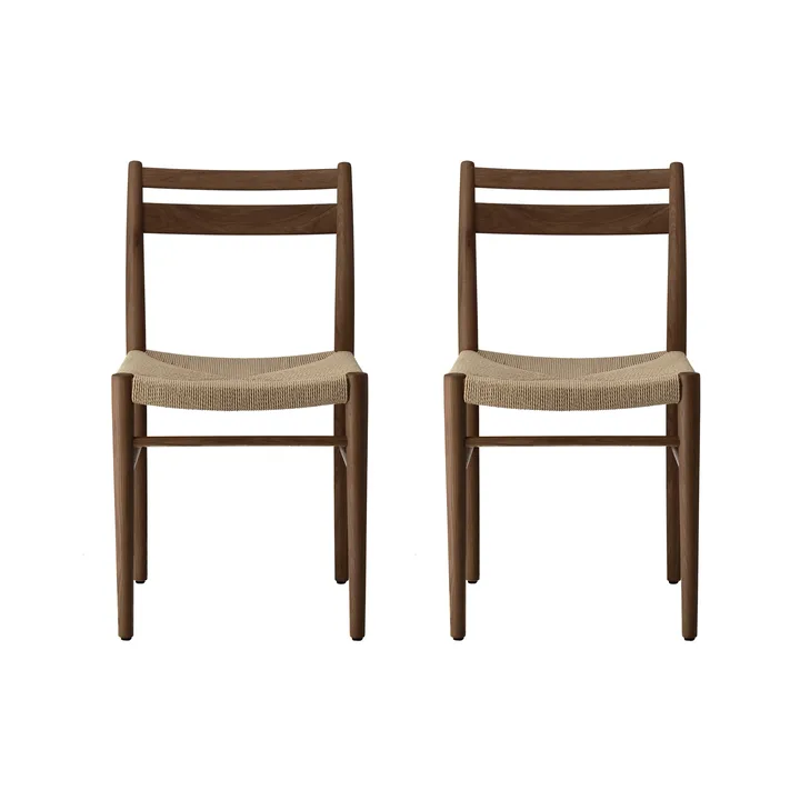 Chêne laqué fumé – tressé naturel, lot de 2 - 1898