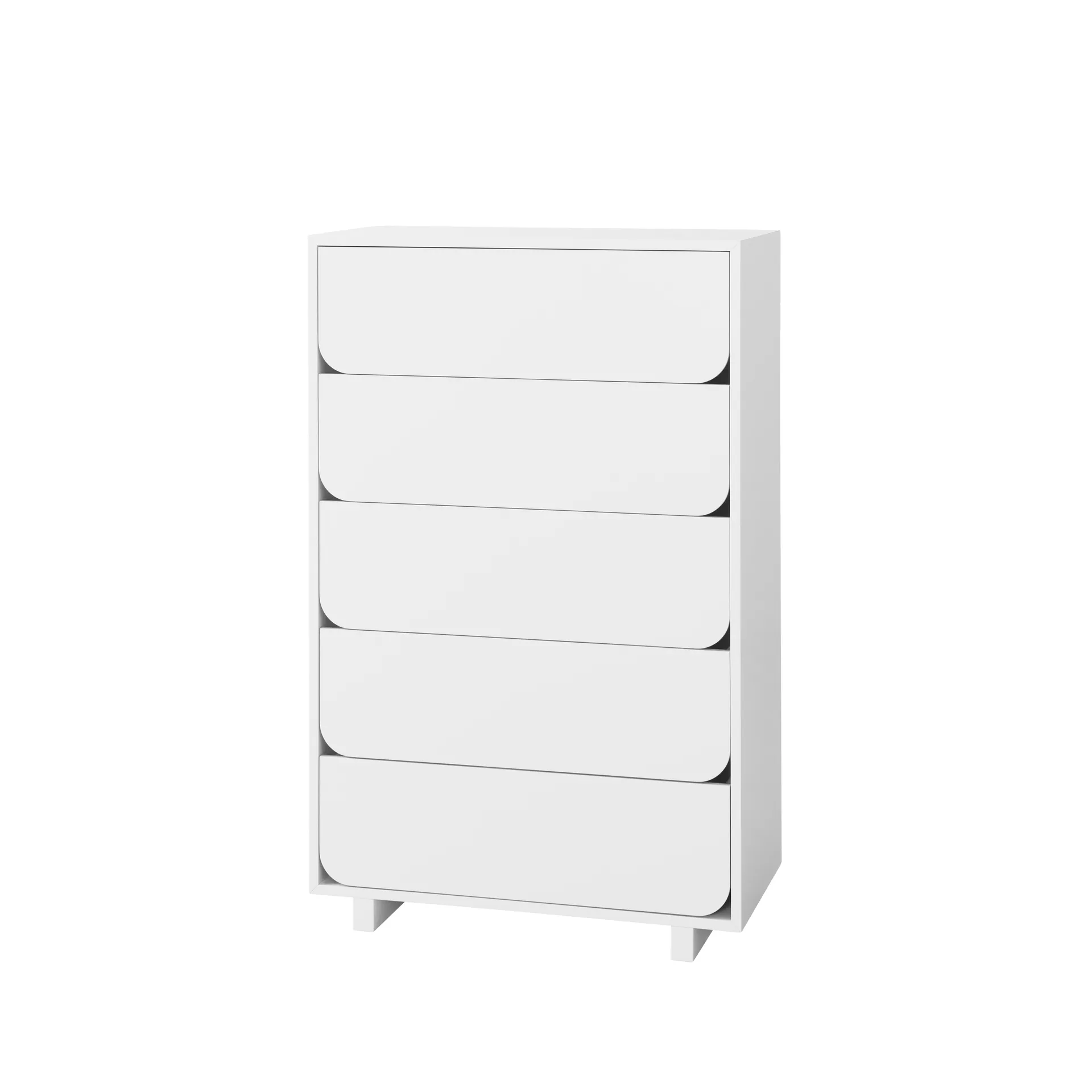 Commode haute Vidja, laqué blanc, 5 tiroirs 1898