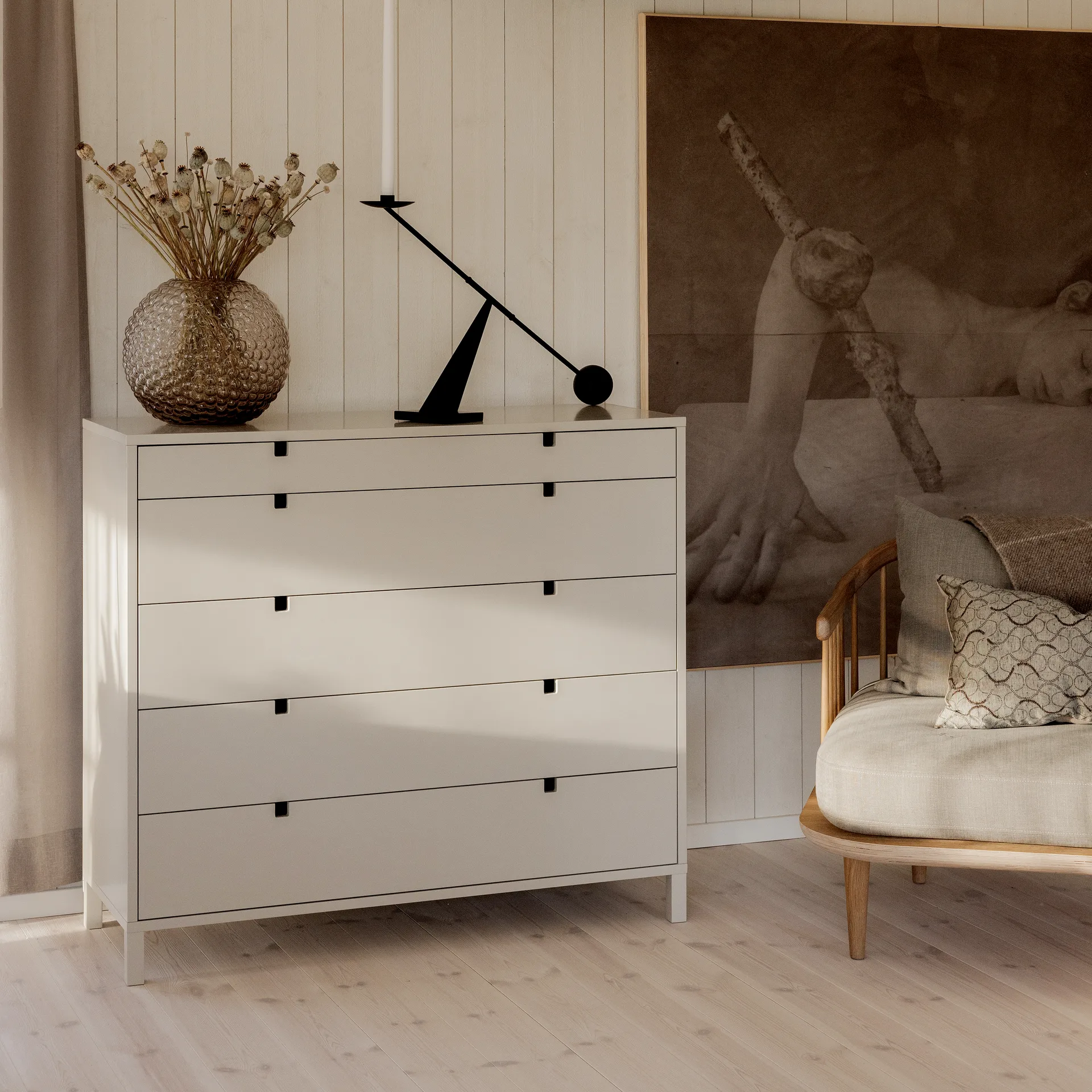 Commode Square 5 tiroirs, Sable 1898