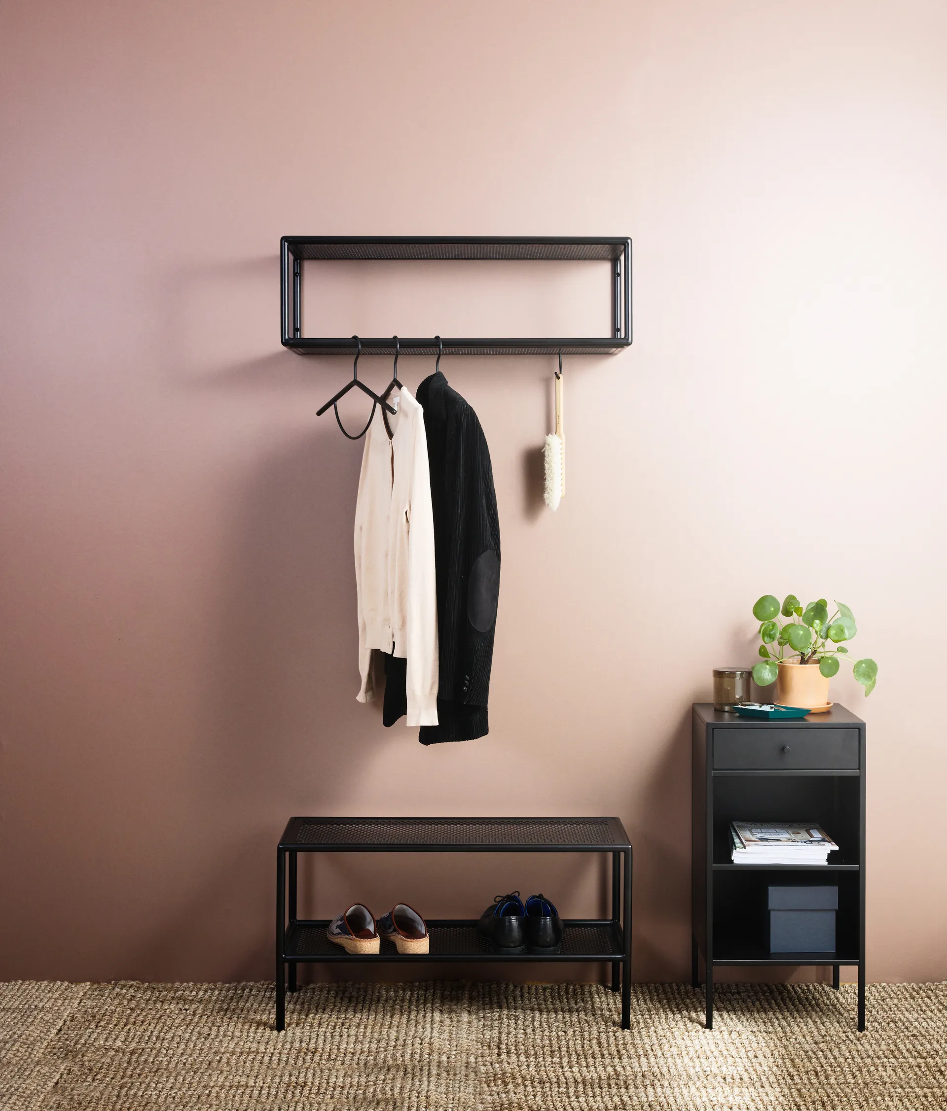 Étagère à chapeaux avec 6 crochets Hissö, Noir 1898