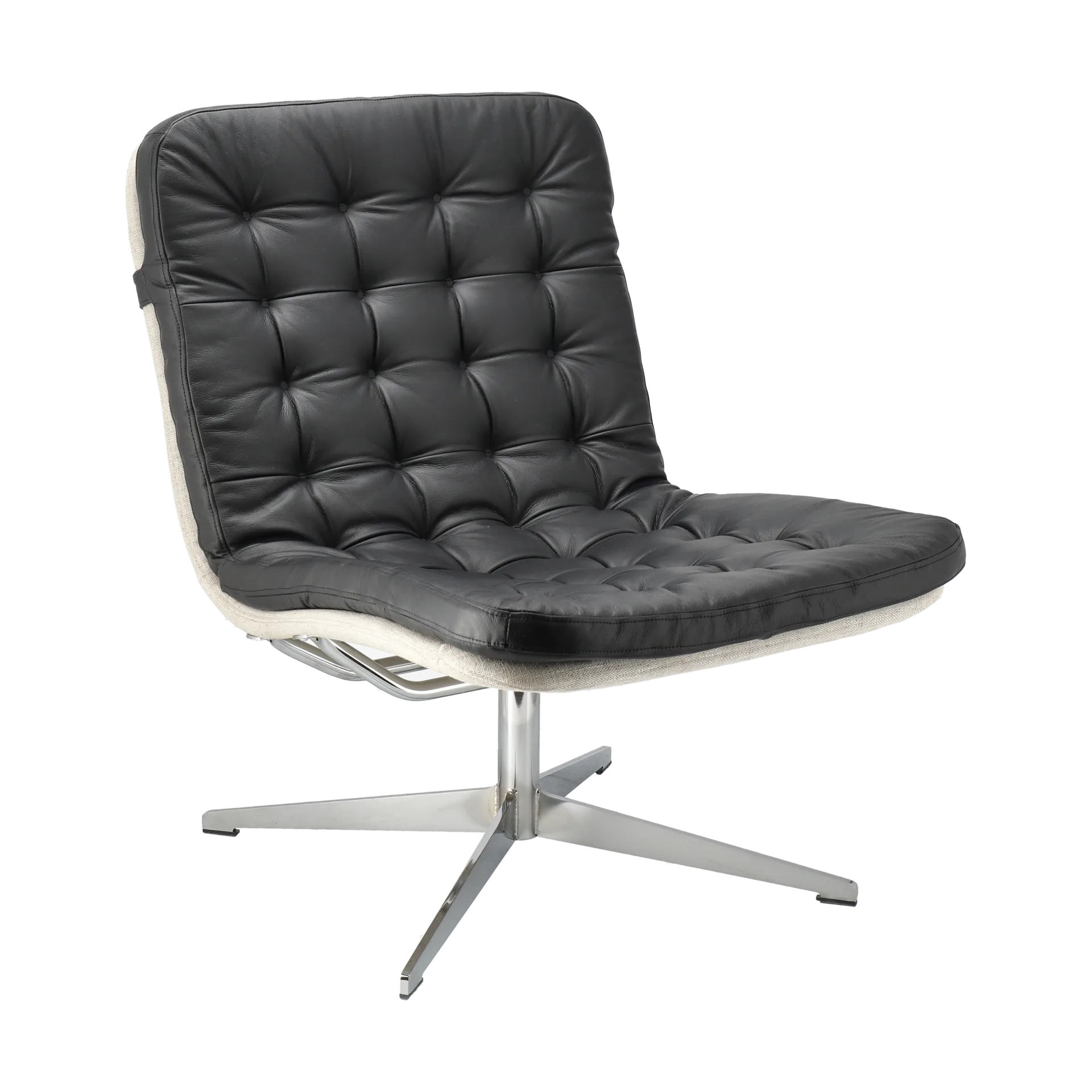 Fauteuil Loholm avec fonction pivotante, Bern 0341 chêne beige-noir cuir huilé 1898