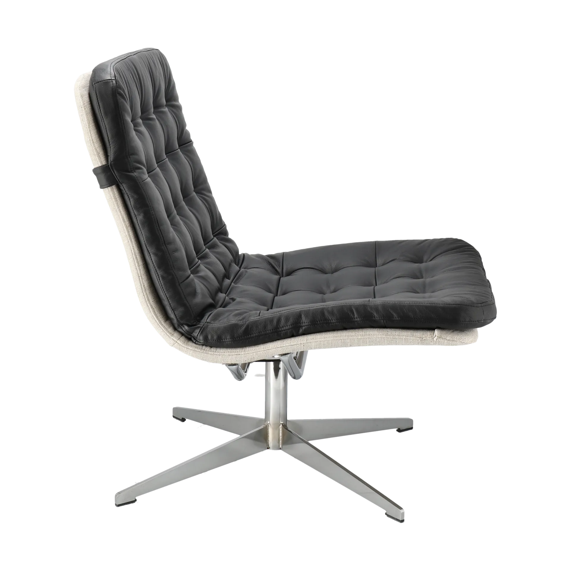Fauteuil Loholm avec fonction pivotante, Bern 0341 chêne beige-noir cuir huilé 1898