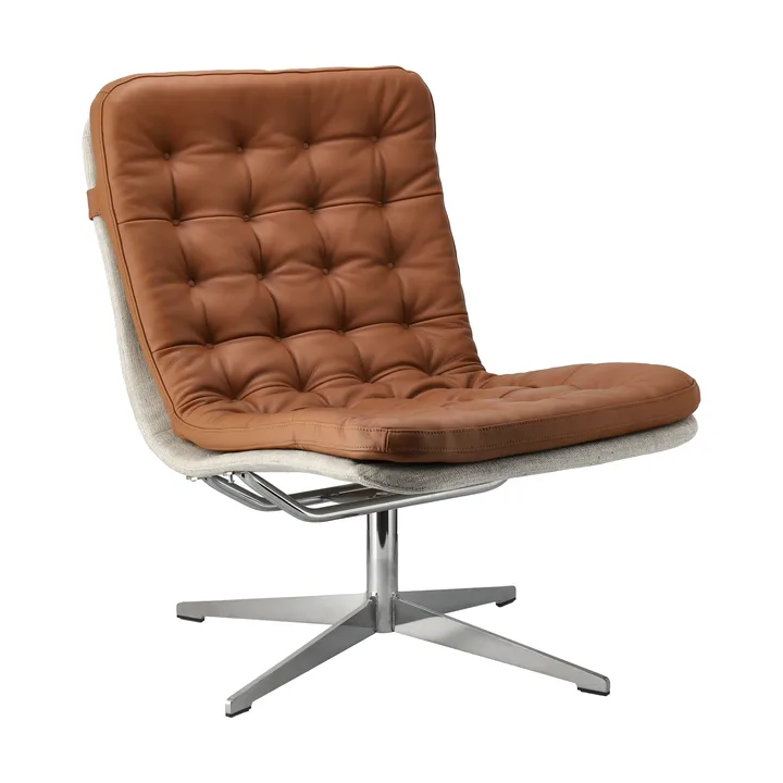 Fauteuil Loholm avec fonction pivotante - Cognac cuir huilé-Bern Beige 0341 - 1898