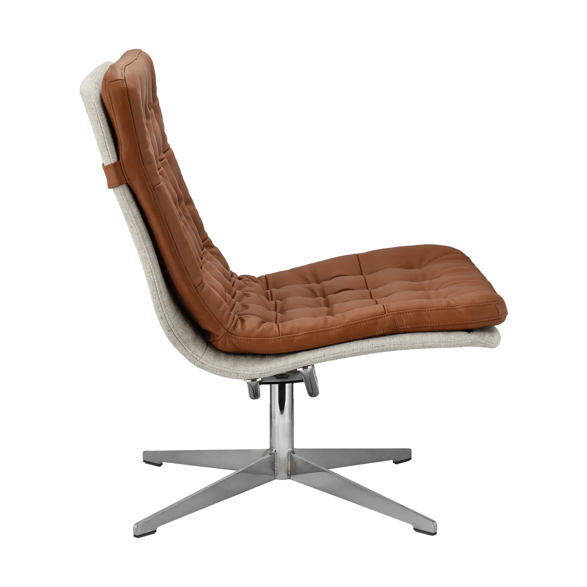 Fauteuil Loholm avec fonction pivotante, Cognac cuir huilé-Bern Beige 0341 1898