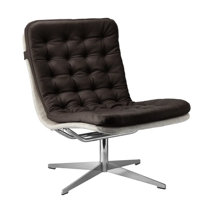 Fauteuil Loholm avec fonction pivotante - Cuir marron foncé-Bern Beige 0341 - 1898