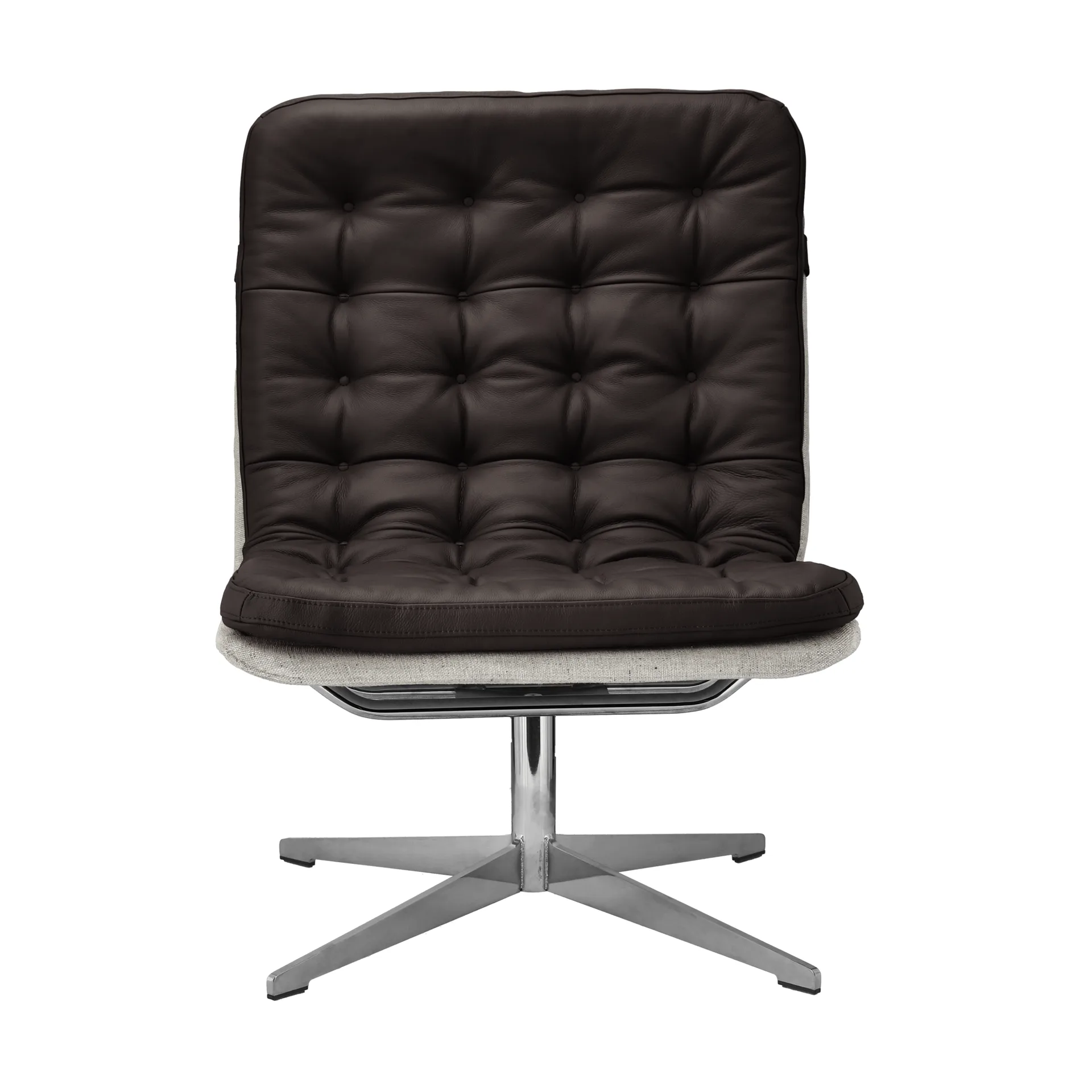 Fauteuil Loholm avec fonction pivotante, Cuir marron foncé-Bern Beige 0341 1898