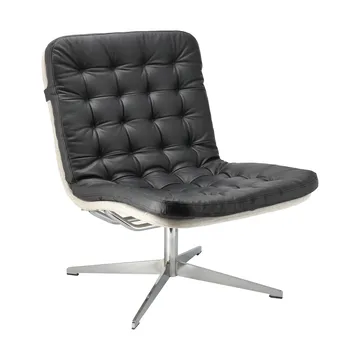 Fauteuil Loholm avec fonction pivotante - Noir cuir huilé-Bern Beige 0341 - 1898