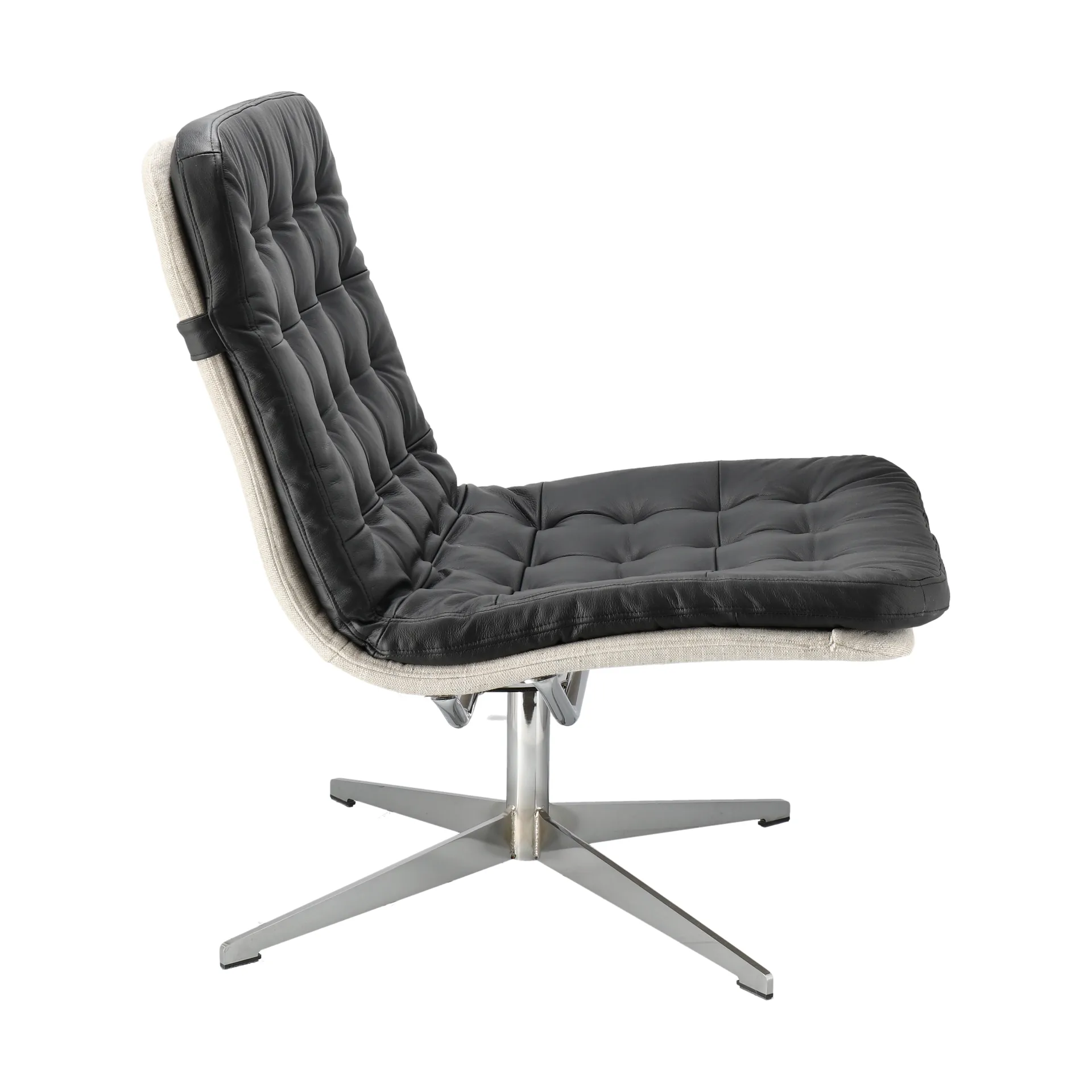 Fauteuil Loholm avec fonction pivotante, Noir cuir huilé-Bern Beige 0341 1898