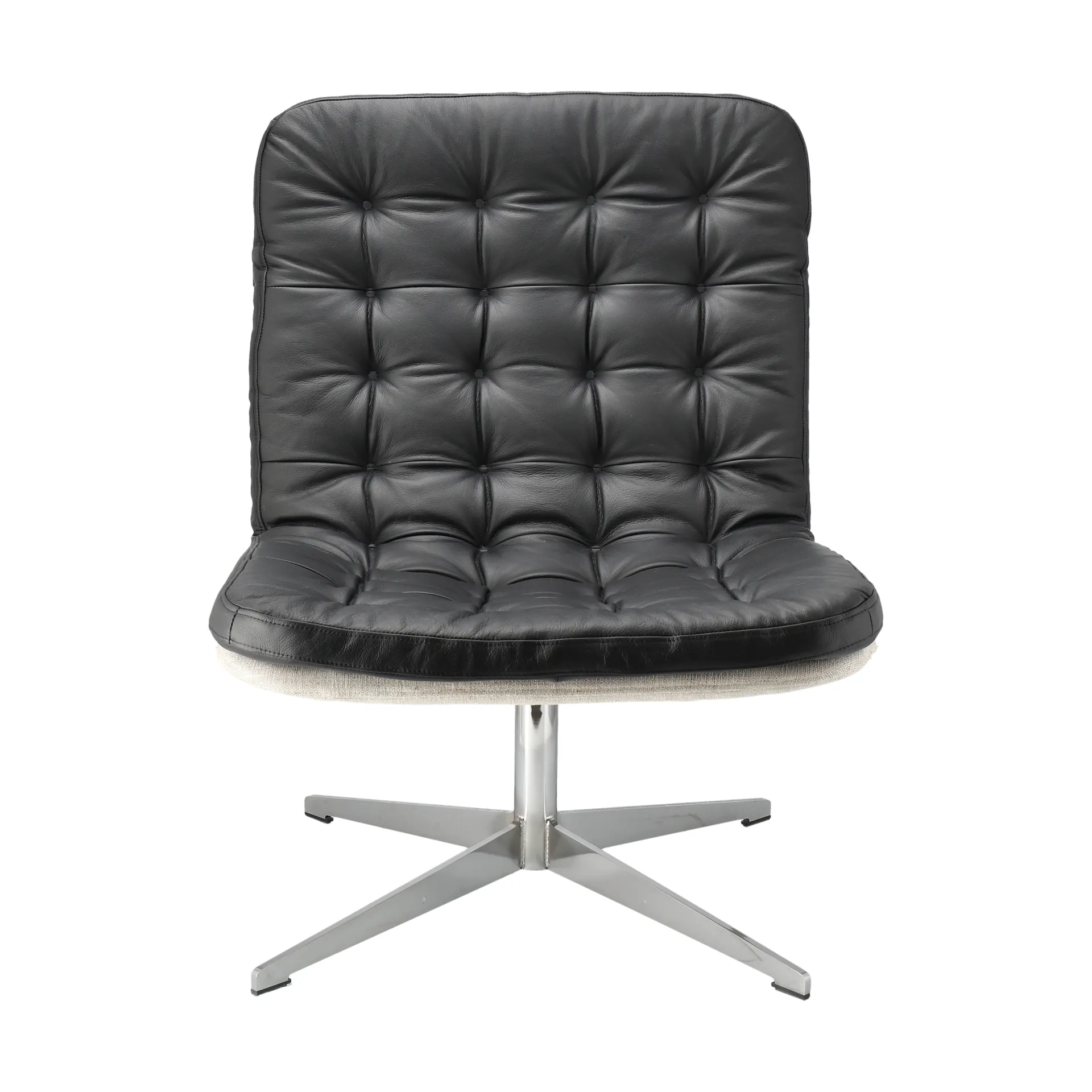 Fauteuil Loholm avec fonction pivotante, Noir cuir huilé-Bern Beige 0341 1898