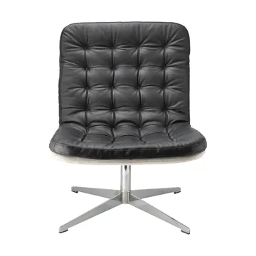 Fauteuil Loholm avec fonction pivotante - Noir cuir huilé-Bern Beige 0341 - 1898