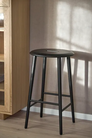 Norrabo tabouret de bar rond 65 cm - Chêne laqué noir - 1898